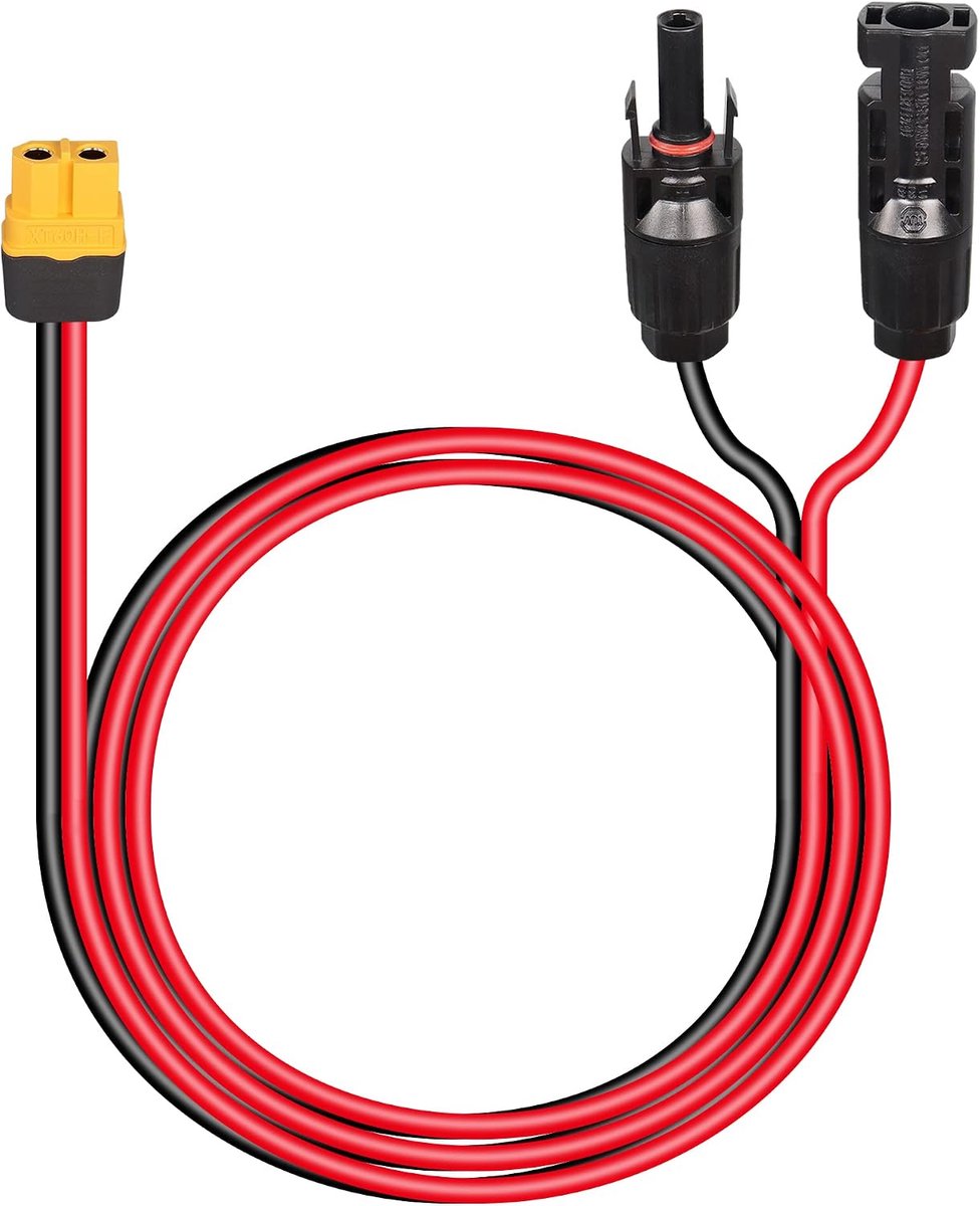 CERRXIAN 60cm 12AWG Solar Plug to XT60 Bus Solar Panel Cable for RV Portable Power Station, Portable Power Station - ShopVlot