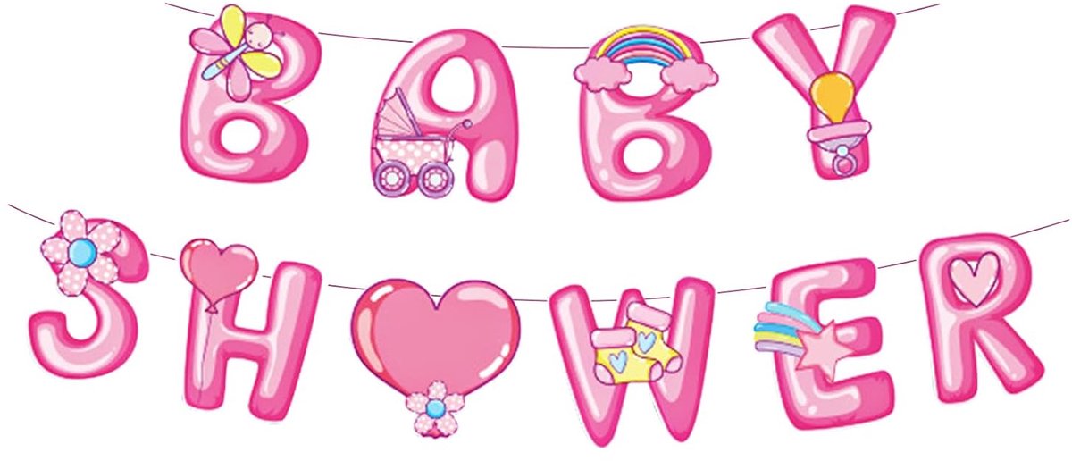 Baby Shower Decorations Girl, Pink Baby Shower Banner 2PCS, Baby Shower It Is A Girl Bunting Garland For Sex Reveal - ShopVlot