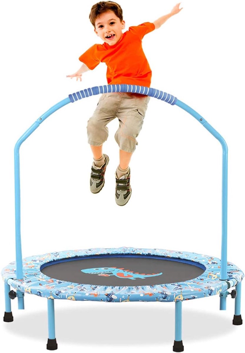 NUKied Children's Trampoline Diameter 96 cm Indoor Trampoline for Jumping and Fitness with Adjustable Foam Handle and - ShopVlot