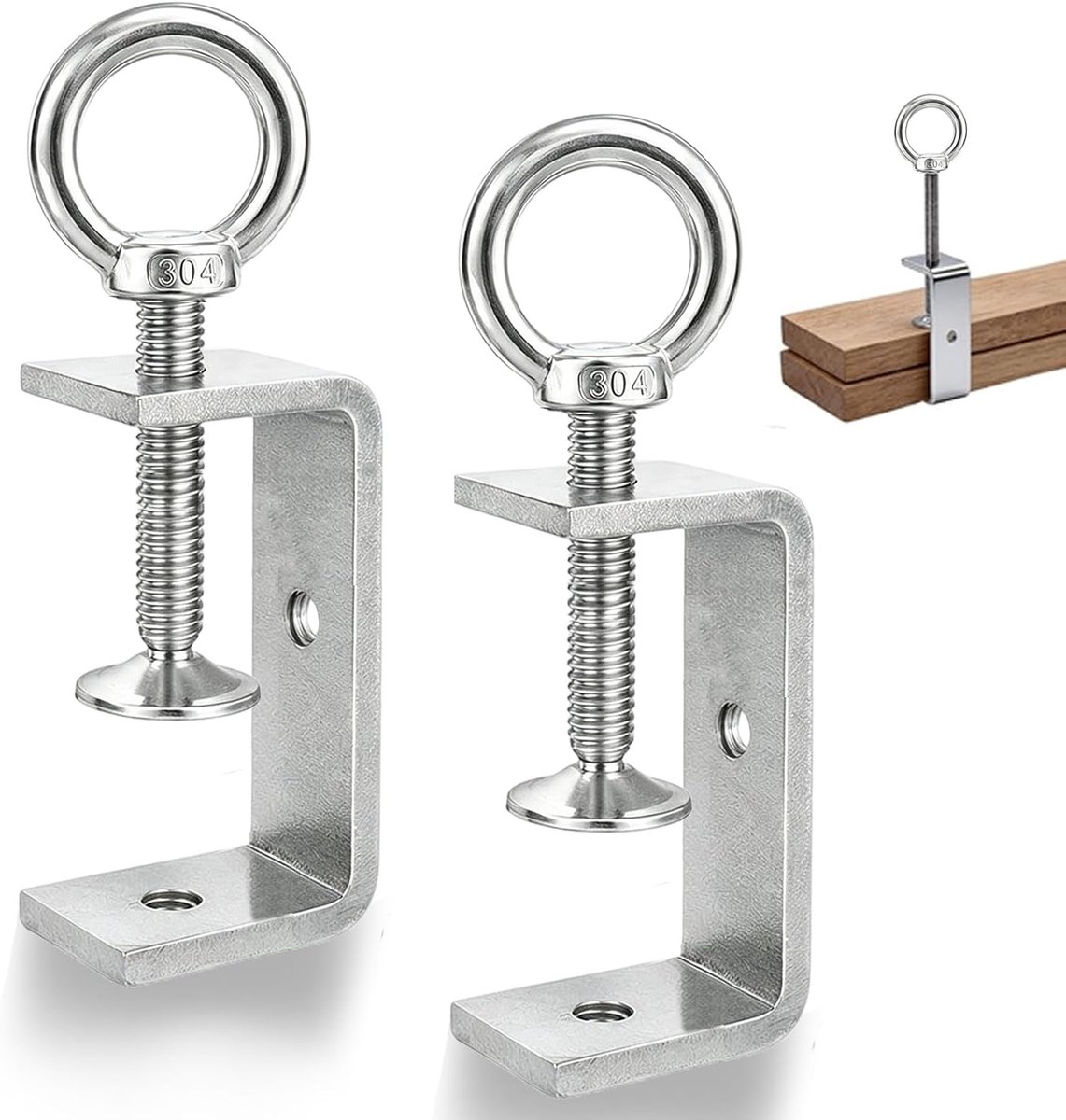 Pack of 2 C Clamp, 64-93 mm, Stainless Steel, C Clamps, Screw Clamp, Small Screw Clamp, Adjustable Jaw Openings, Metal - ShopVlot