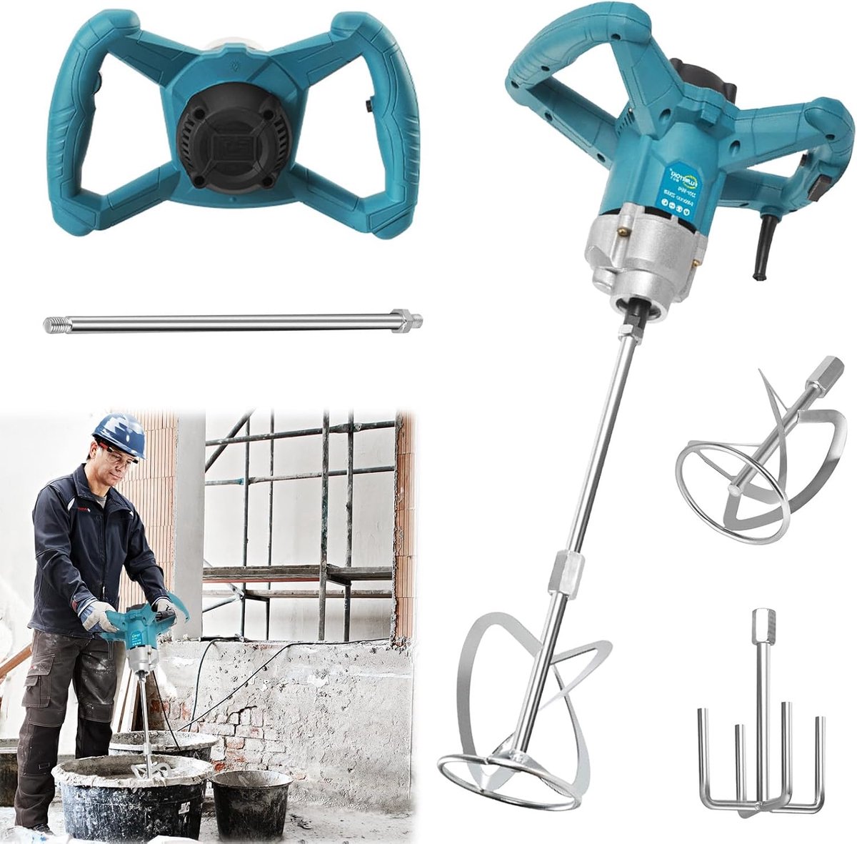 Battery Colour Mortar Stirrer Compatible with Makita 18 V Battery, Electric Mortar Mixer with 6 Speeds 3200 W Stirrer - ShopVlot