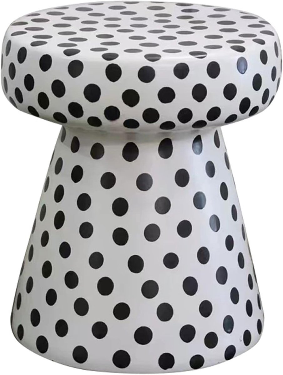Decorative Ceramic Garden Stool, Glazed Black and White Spotted Mushroom Stool for Changing Shoes, Suitable for - ShopVlot