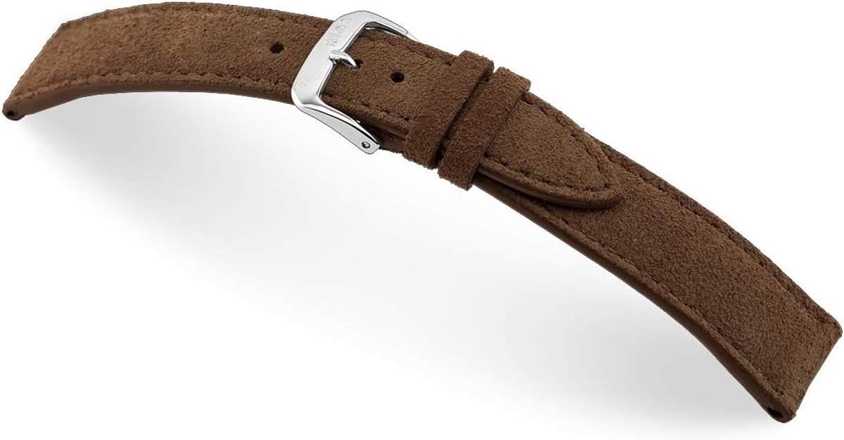 Sulla RIOS1931 Franklin Suede Leather Replacement Watch Strap Handmade in Germany Classic Skin Mocha 22mm Leather No - ShopVlot