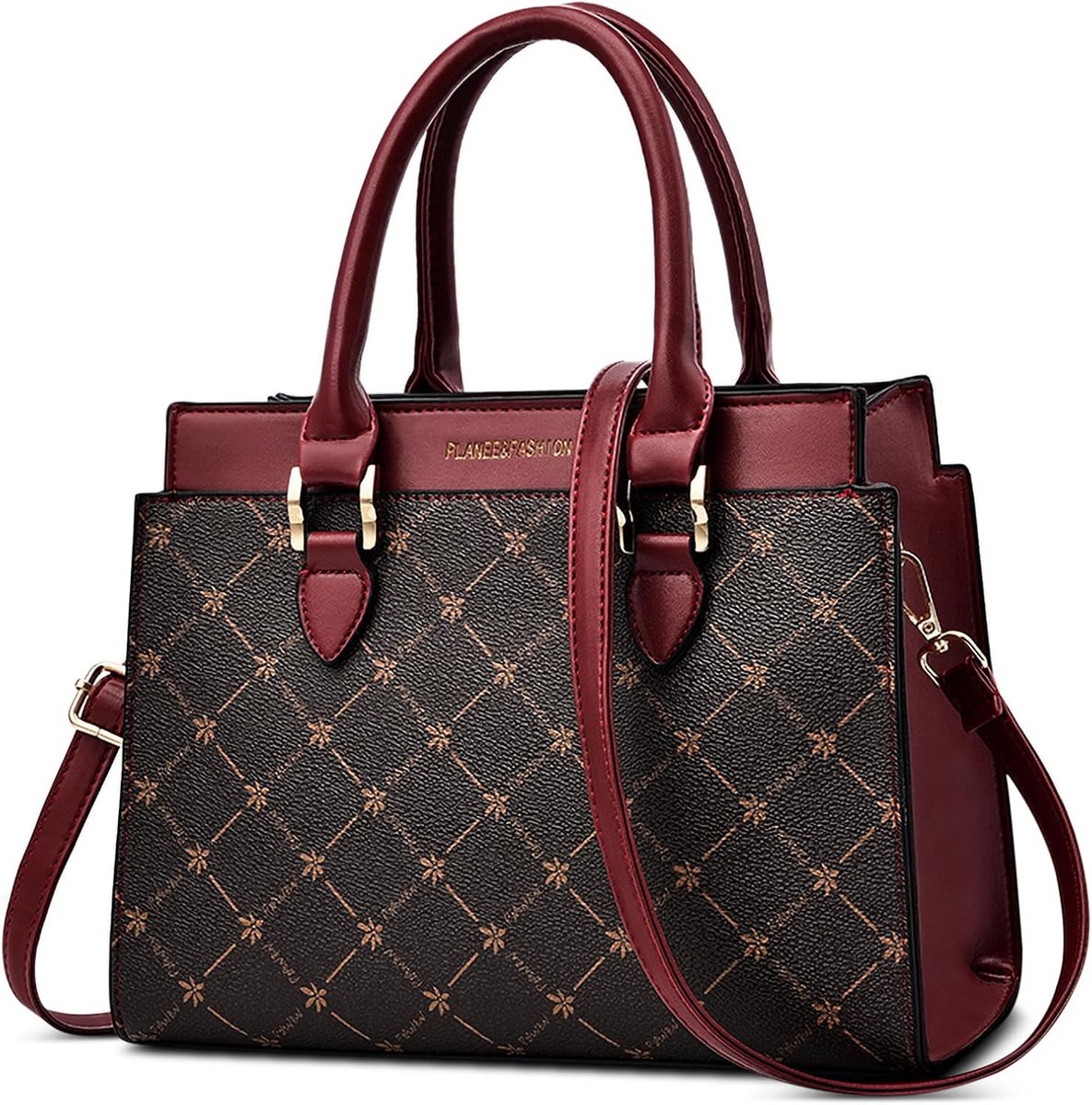 Women Handbag Shoulder Bag Elegant Maple Leaf Handle Bag PU Leather Vintage Crossbody Handbags for Ladies Red - ShopVlot