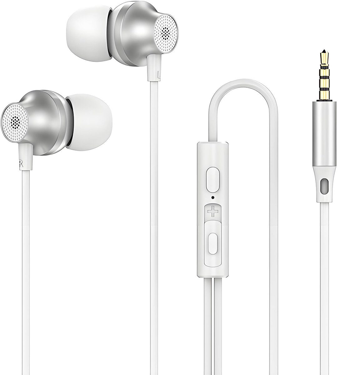 Lamkrtlp Hoofdtelefoon, In-ear met Microfoon en Volumeregeling, Kabel met 3,5 mm Jack - Wit - ShopVlot
