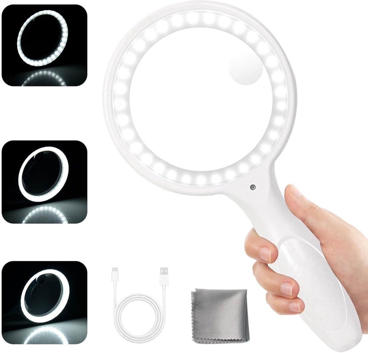Magnifying Glass with 33 LED Lighting, 30 x 60 X, Light Reading Magnifier for Seniors, Large - ShopVlot