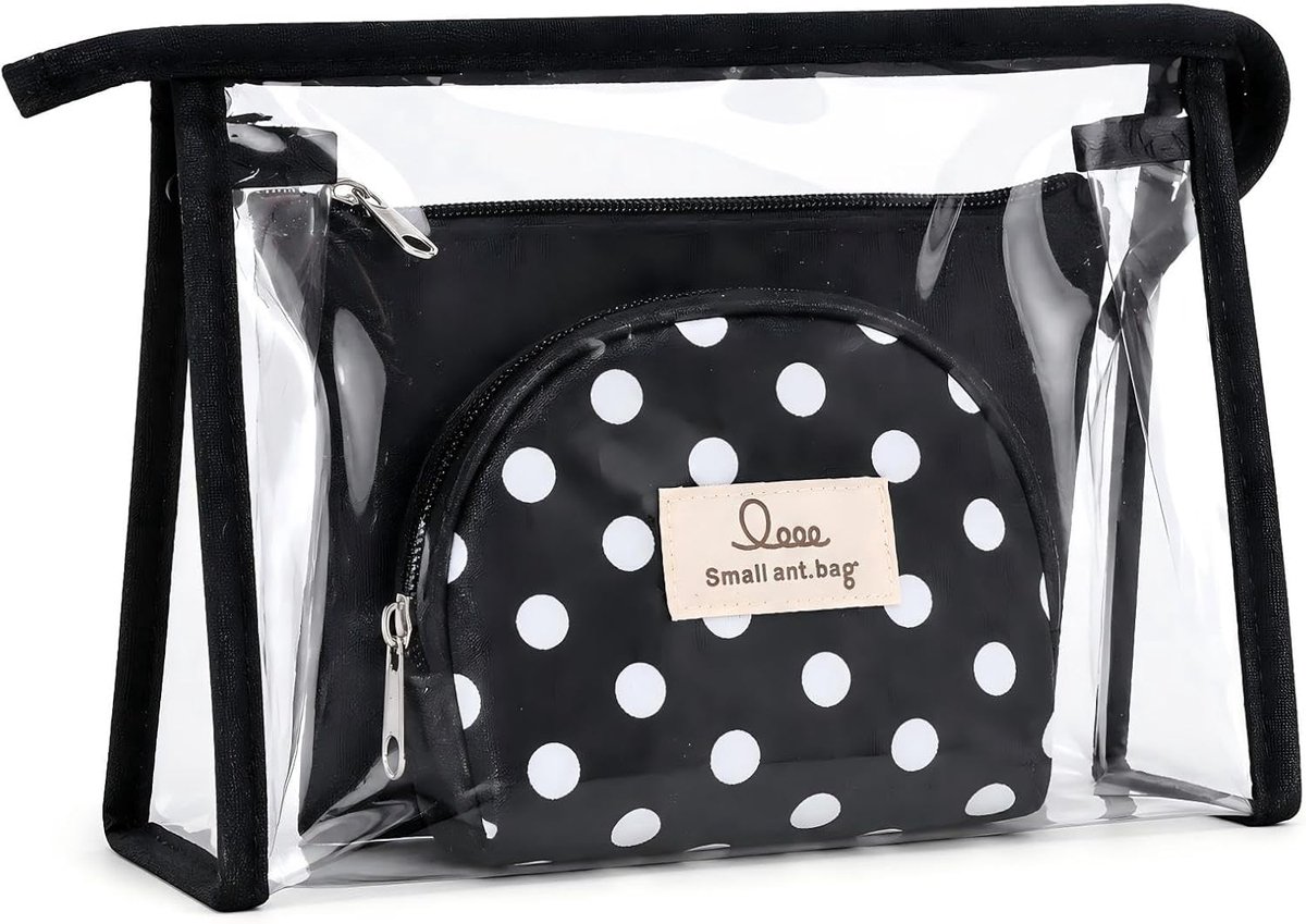 3 Transparent Toiletry Bags, Women's Toiletry Bag, Waterproof, Travel Supplies, Makeup Bag, Black, no - ShopVlot
