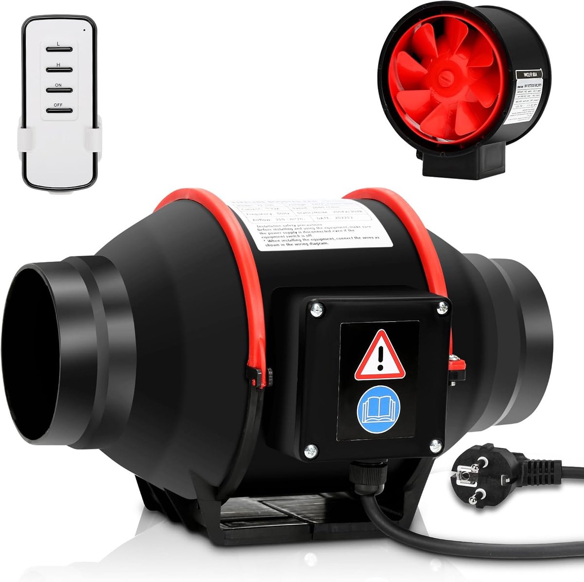 Buisventilator met afstandsbediening, buisventilator Ø 100 mm, 40 W, 310 m³/h - ShopVlot