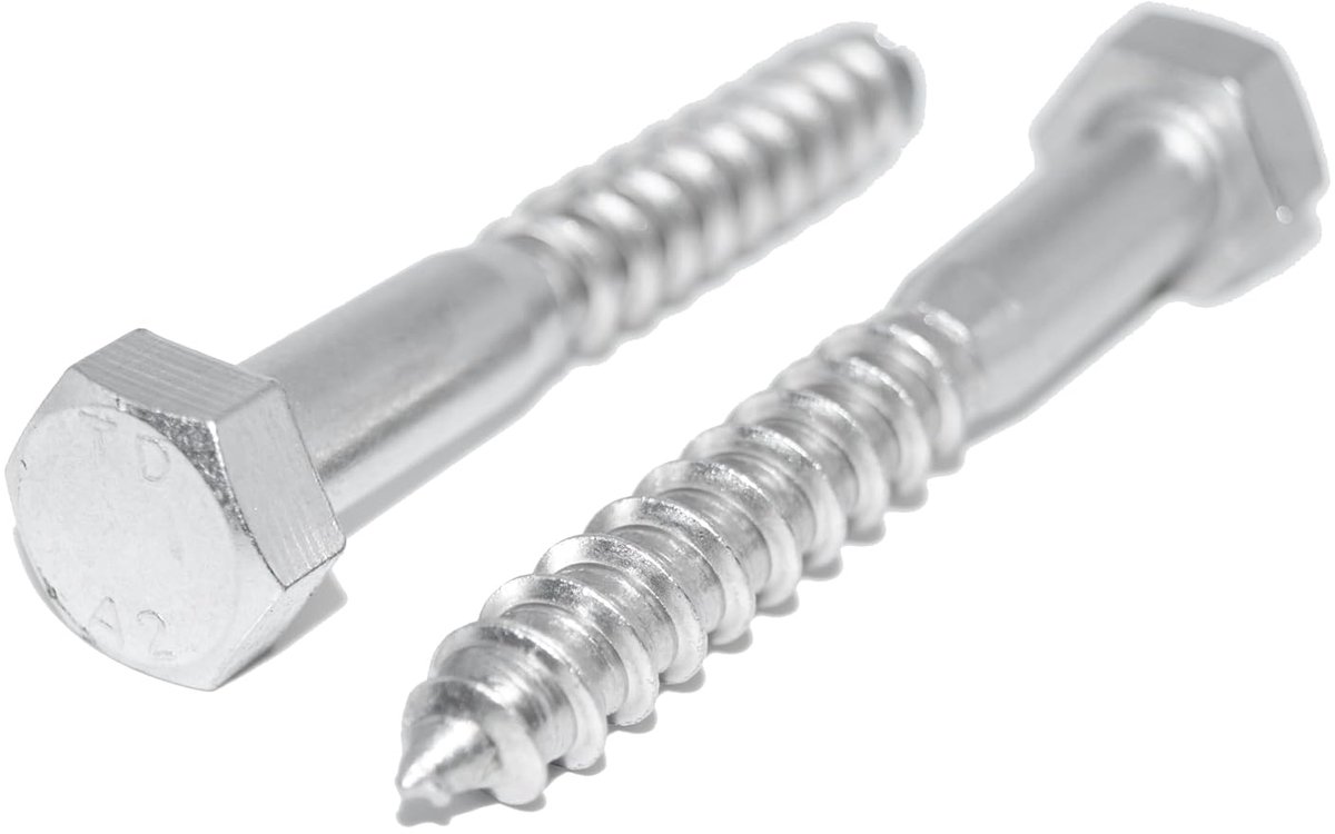 Hexagon Wood Screws 4 x 35 50 Pieces Stainless Steel A2/V2A Wood Building Screws Key Screws, Viennese Screws DIN 571 - ShopVlot