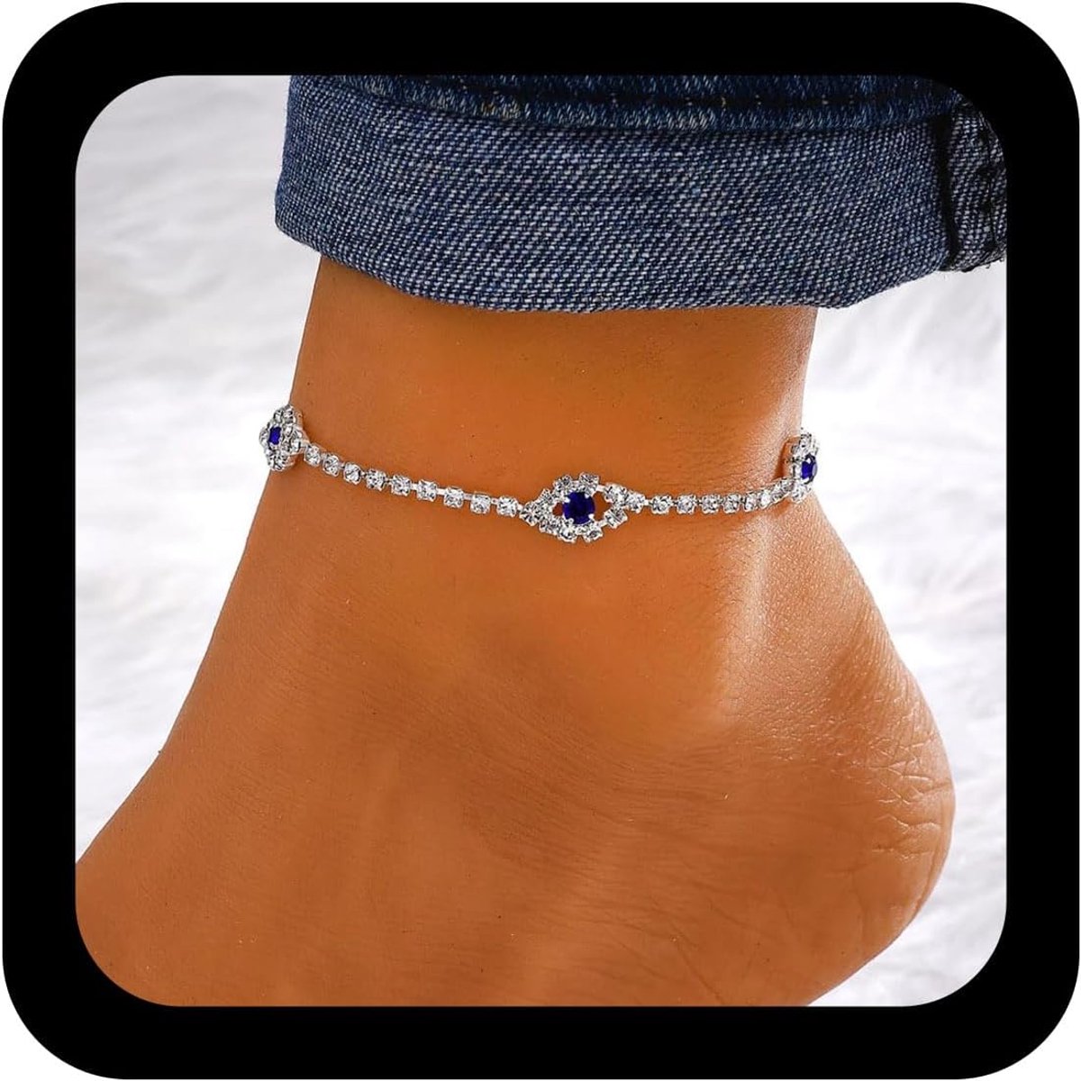 Tennisketting enkelband voor vrouwen - zilver - met rhinestone druppels - perfect voor zomerse dagen - ShopVlot
