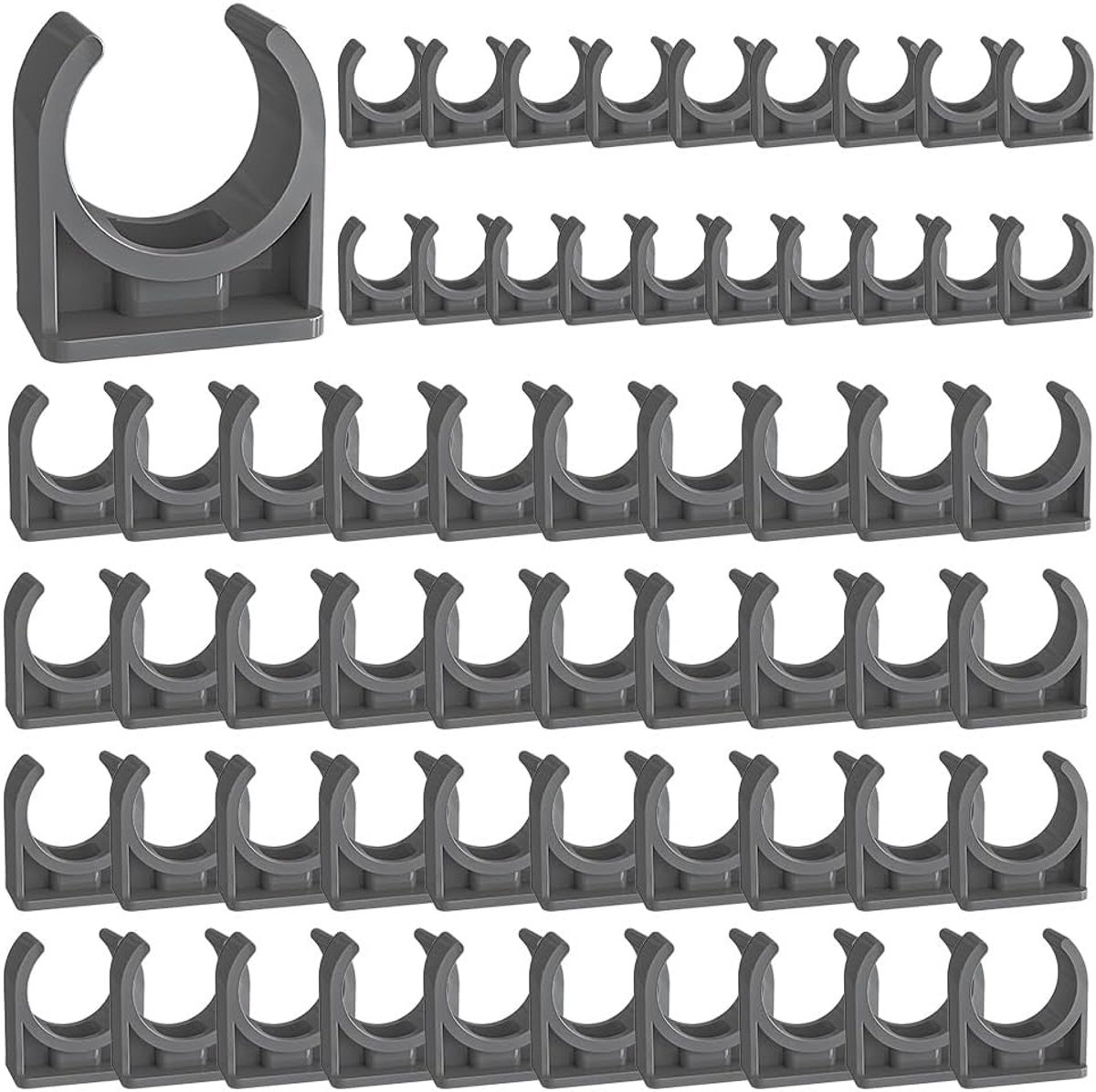 U-vormige buisklemmen 60 stuks - 20 mm binnendiameter - PVC, roestvrij, drukbestendig - ideaal voor afvoersystemen - ShopVlot