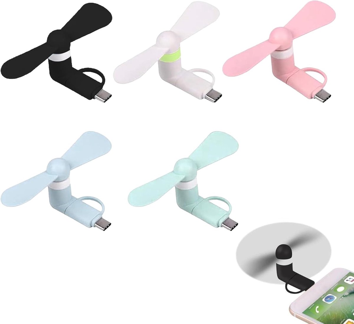 Mini USB Ventilator - 2-in-1 Type C & Micro USB - 5 Kleuren - Ideaal voor Op Reis - ShopVlot