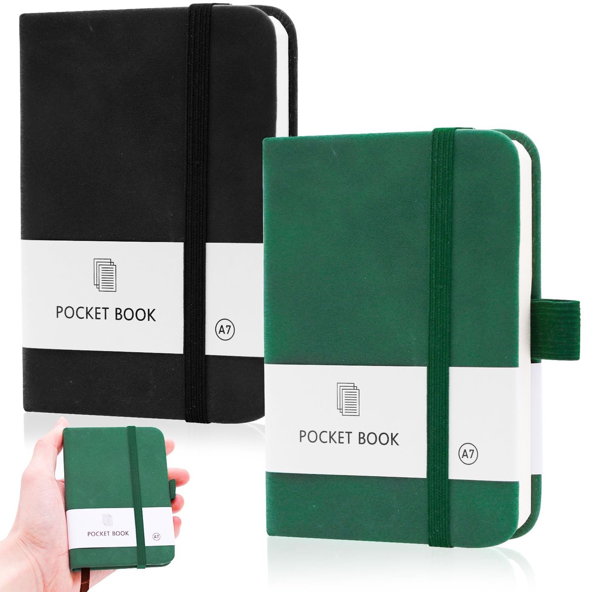 Solidchoice - 2 Stuks A7 Notitieboek met Elastische Penhouder