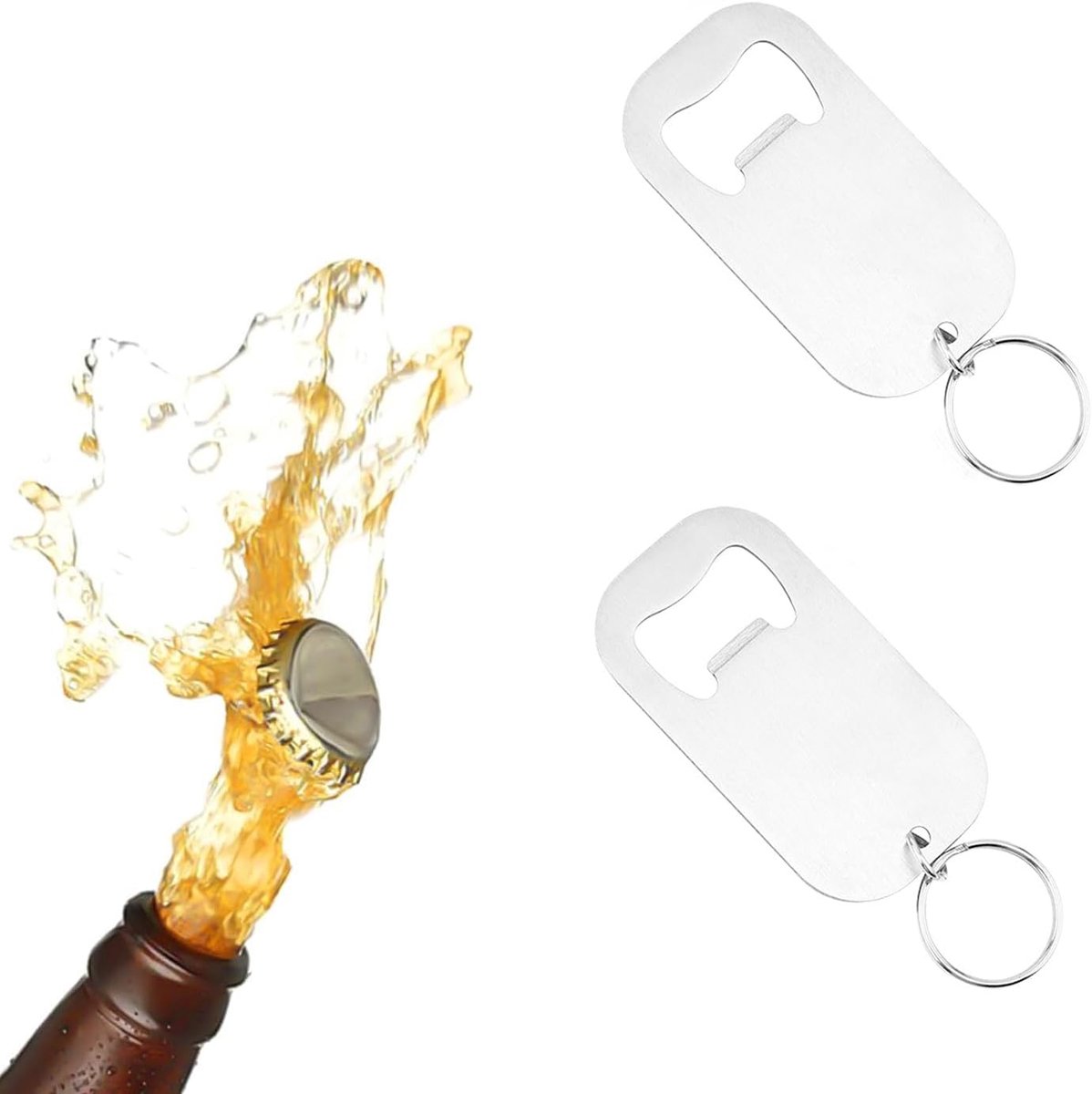 Flessenopener sleutelhanger 2 stuks - zware RVS constructie - betrouwbaar keukenaccessoire - perfect voor feestjes - ShopVlot