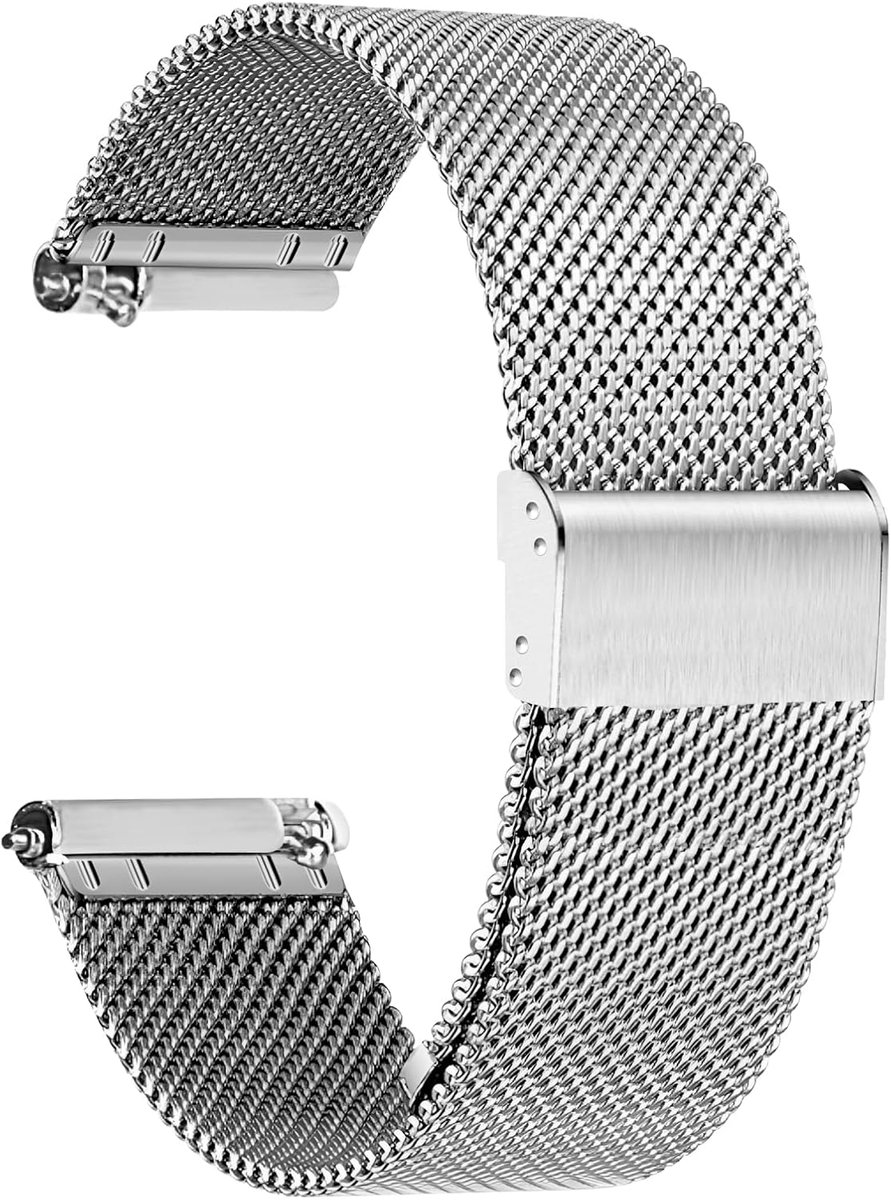 Horlogeband mesh 10mm-22mm - RVS vervangband - Snelle montage - Geschikt voor smartwatches - ShopVlot