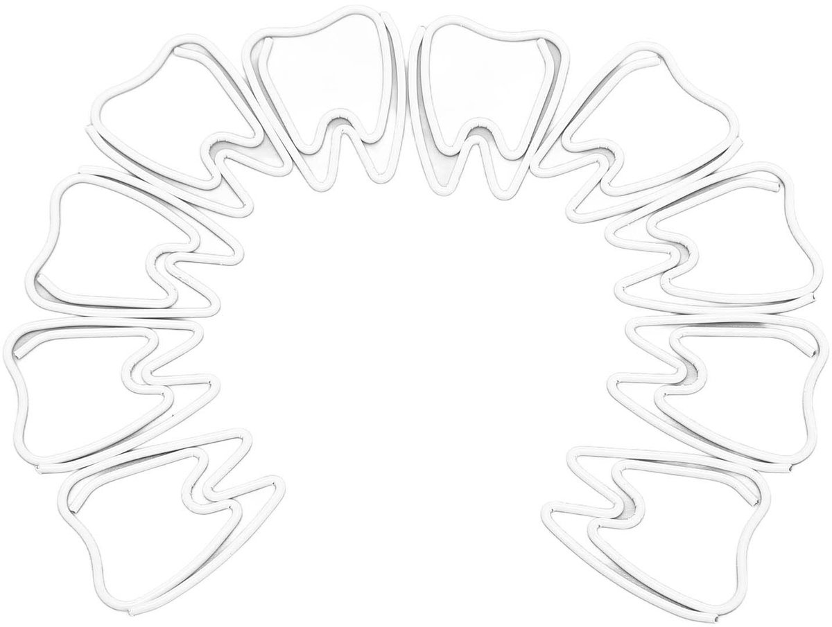 Solidchoice - Set van 100 Schattige Tandvorm Paperclips voor Kantoor en School