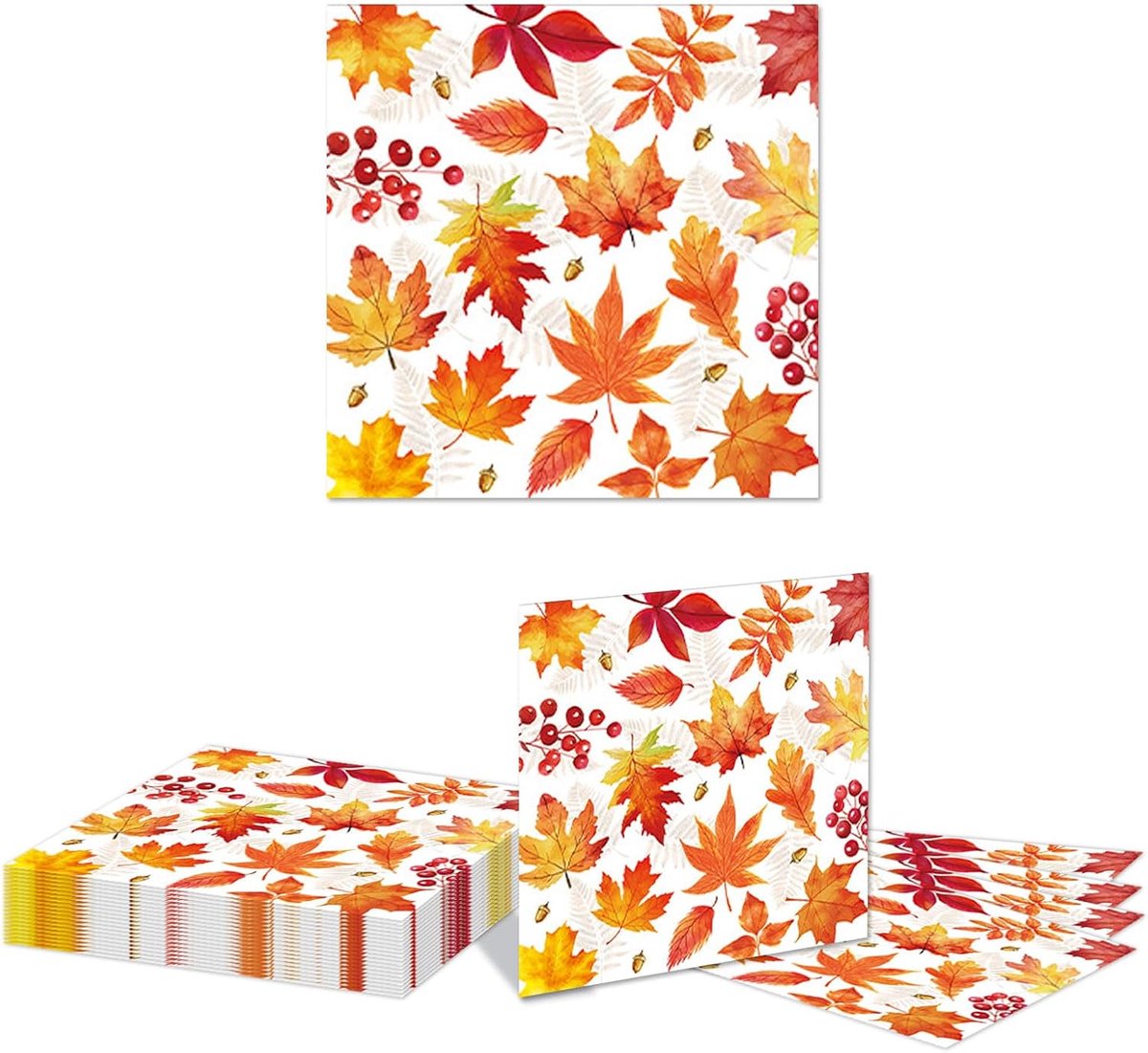 Papieren servetten 48 stuks - Herfstbladeren - Hoogwaardige disposable lunchservetten - Perfect voor feestjes - ShopVlot