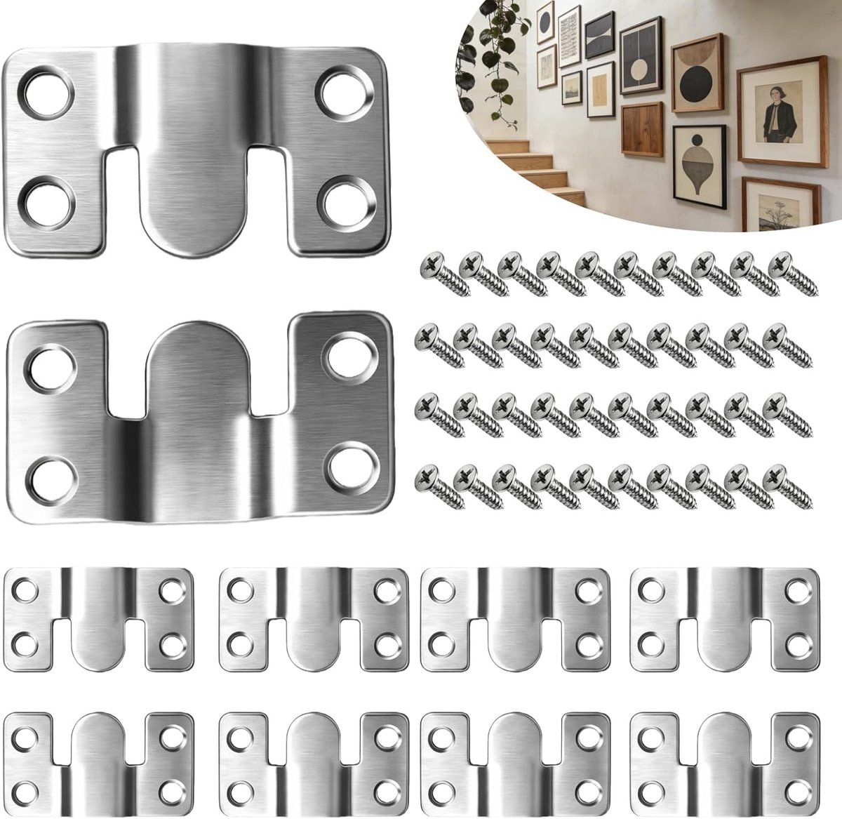 Recessed meubelconnectoren 10 stuks - roestvrij staal - verborgen montage - ideaal voor wand- en meubelverbindingen - ShopVlot