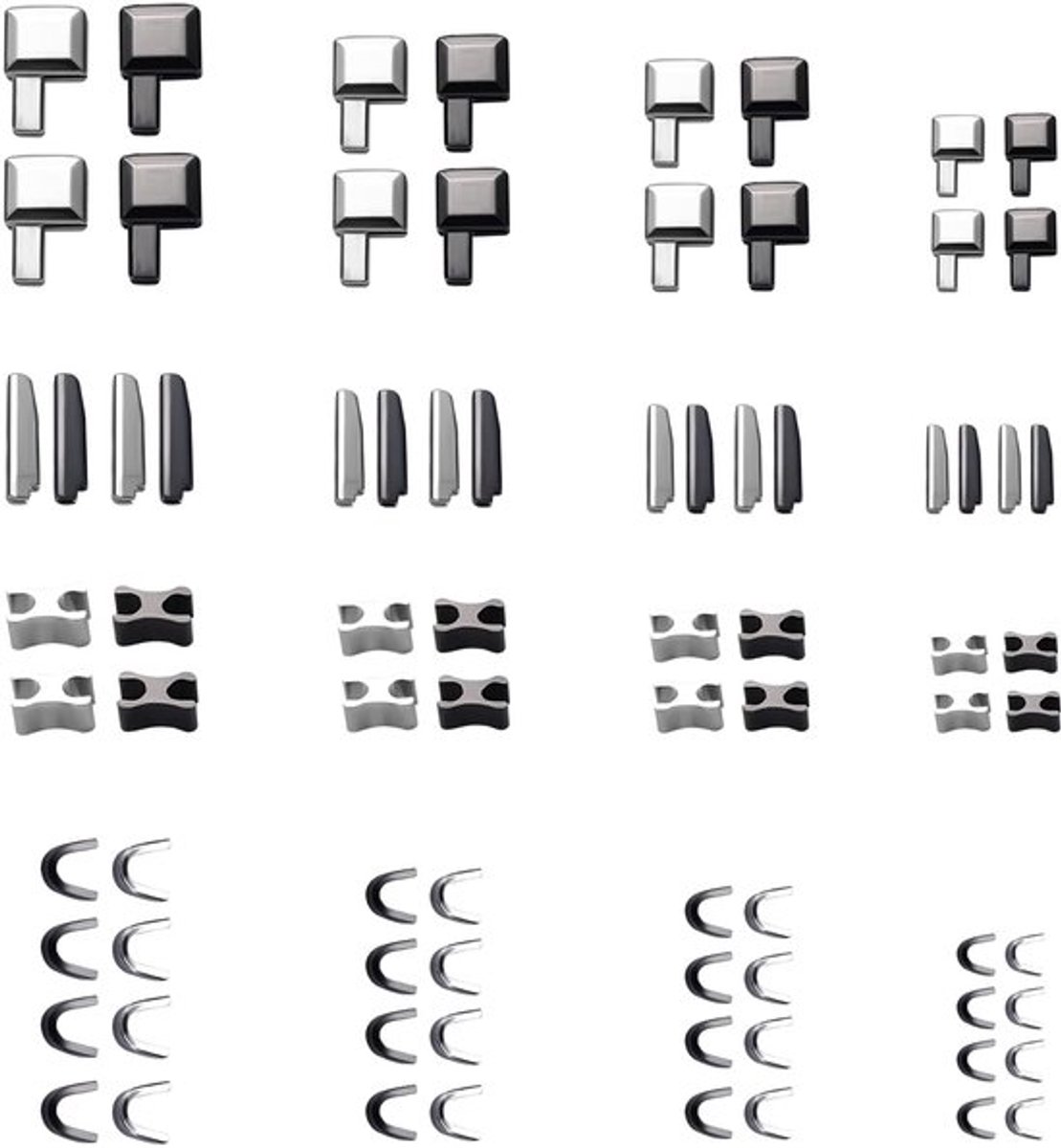 #3, 5, 8, 10 Ritsreparatieset, 16 paar metalen ritsschuivers en borgpennen, 16 stuks onderste stoppers, 16 paar bovenste stoppers voor jassen, handtassen en doe-het-zelf