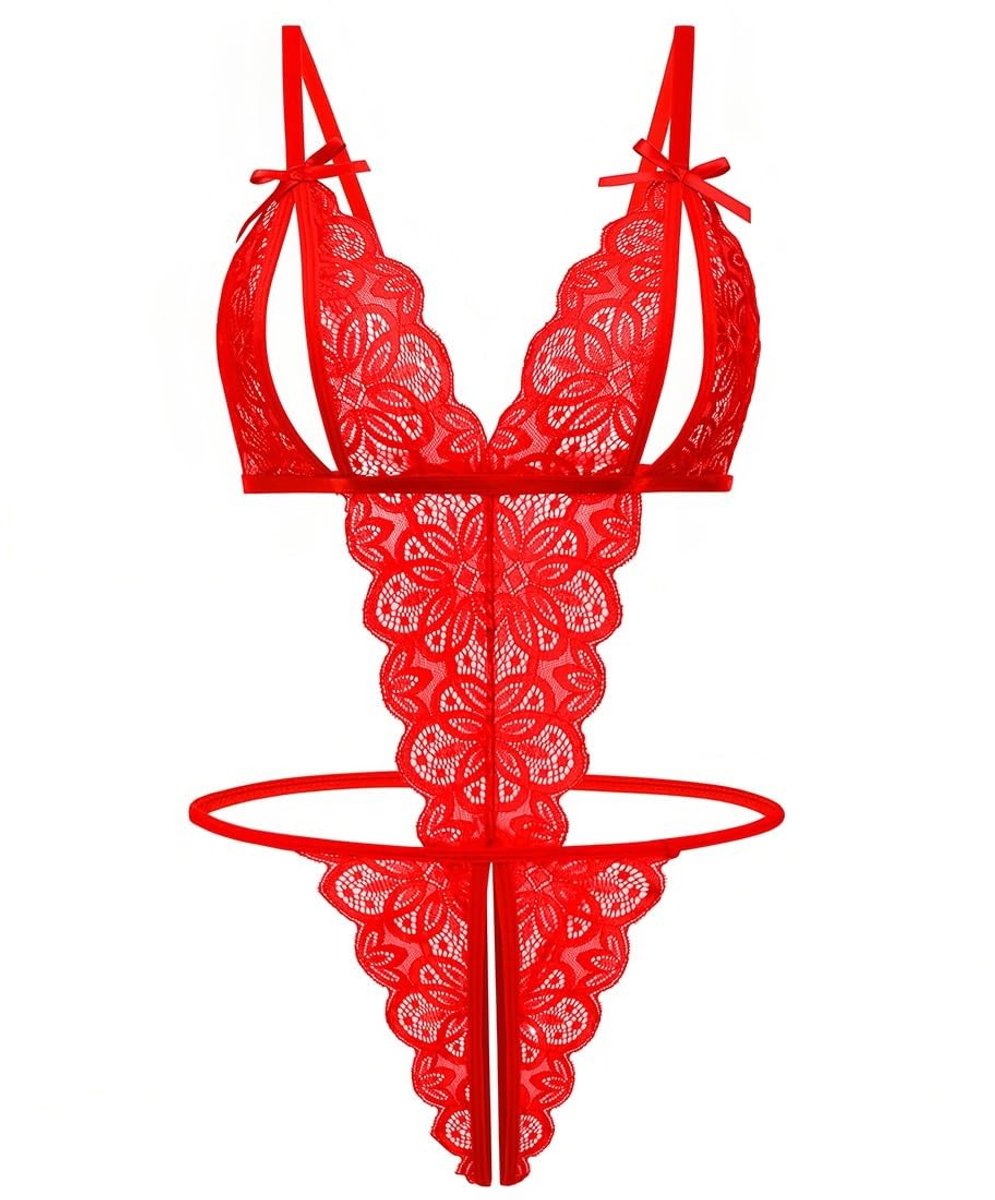 Solidchoice - Sexy Babydoll Nachthemd van Transparante Kant met V-Hals voor Volwassenen