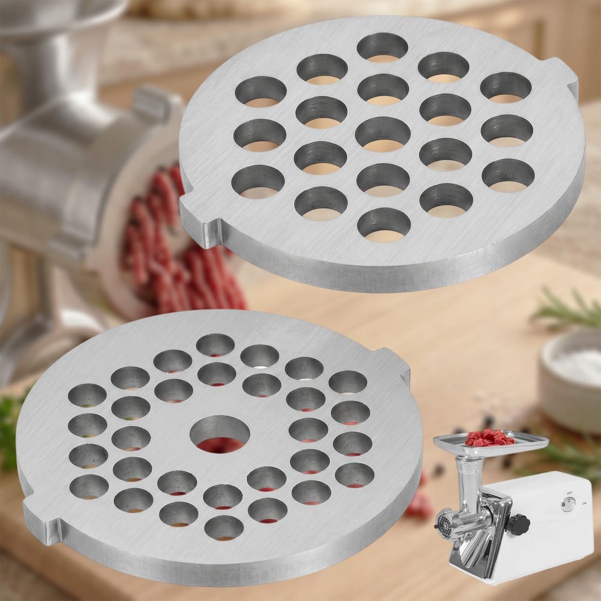 Solidchoice - Set van 2 Vervangende Maalplaten voor Vleesmolen