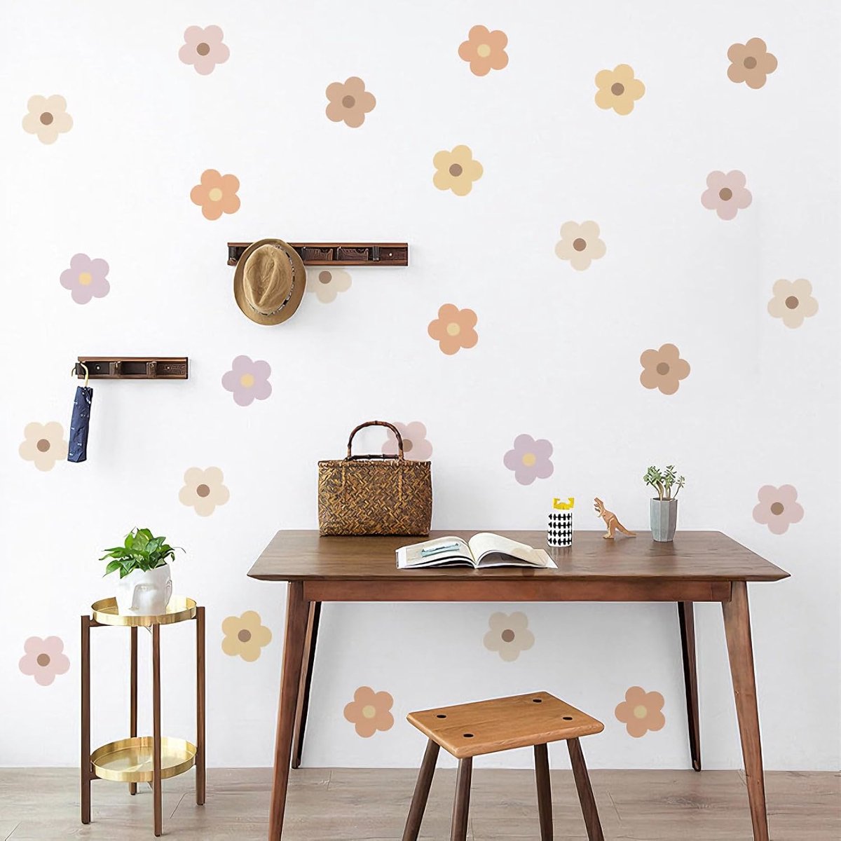 Muurstickers bloemen set van 36 - zelfklevend - zachte Morandi kleuren - ideaal voor kinderkamer - ShopVlot