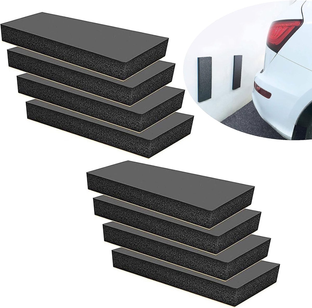 Garage wandbeschermer 30 x 10 x 3 cm - Zelfklevend - Extra dikke schuim - Bescherming voor autodeuren - ShopVlot