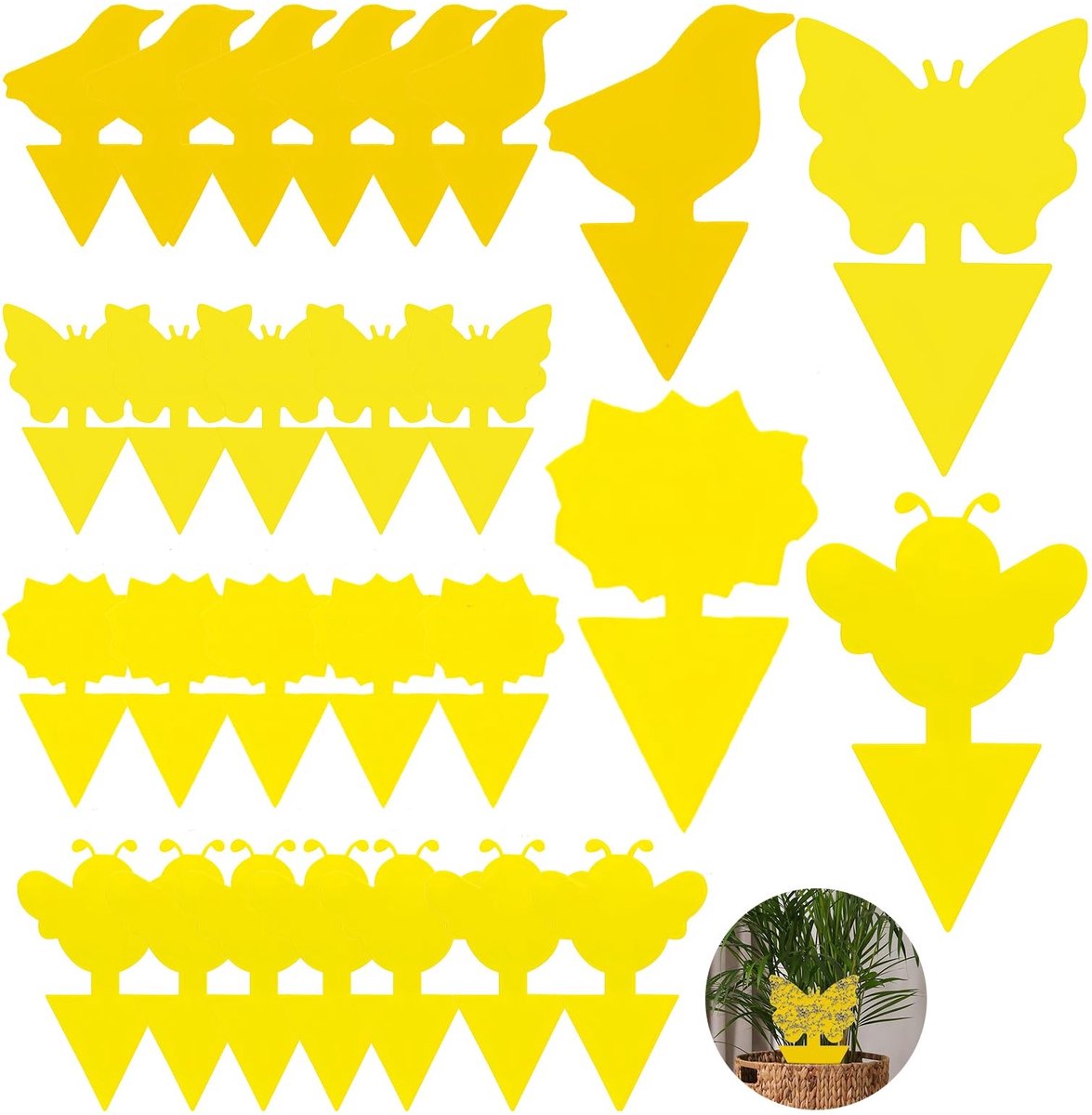 Solidchoice - 50 Gele Stickers voor Planten, Plakvallen voor Insecten