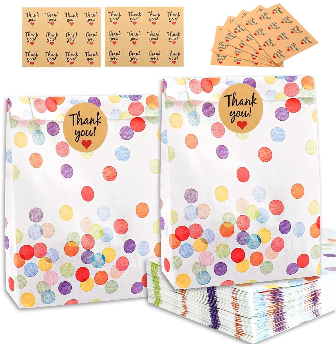 Solidchoice - Set van 50 Feesttassen voor Kinderen met Stickers