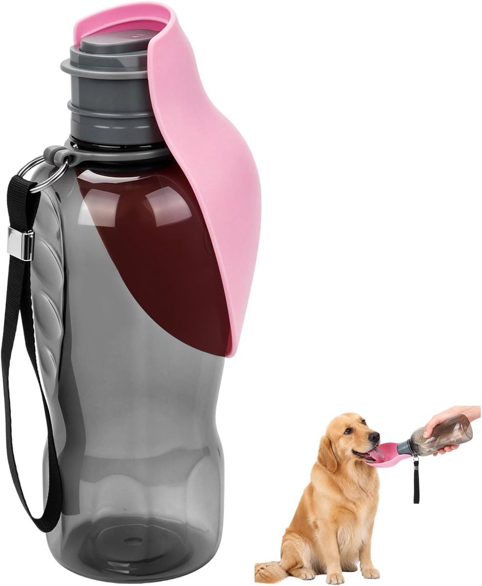 Hondendrinkfles 800 ml - Lekvrij - Roze - Ideaal voor onderweg - ShopVlot