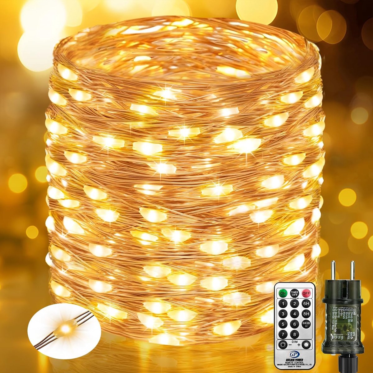 Sfeervolle LED fairy lights 20m - 200 warm witte lampjes - met afstandsbediening - creëer een gezellige ambiance - ShopVlot