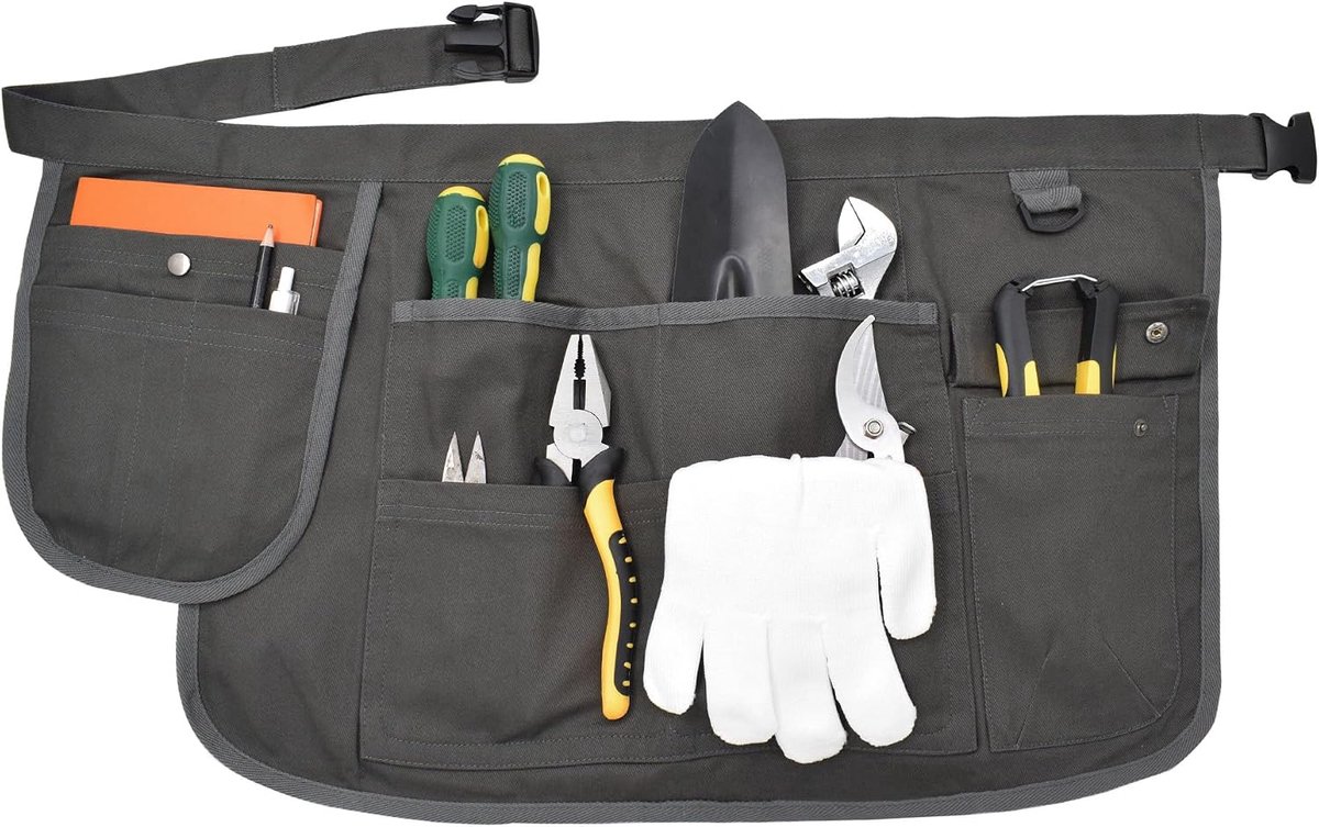 Tuinschort met multifunctionele zakken - canvas - verstelbare taille - ideaal voor tuinieren - ShopVlot