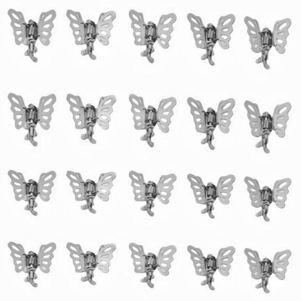 20 stuks Mini Vlinder Haarclips, Meisjes Metaal Kleine Claw Clips, Kleine Schattige Haaraccessoires voor Vrouwen Meisjes Cadeaus voor Haar (Zilver)