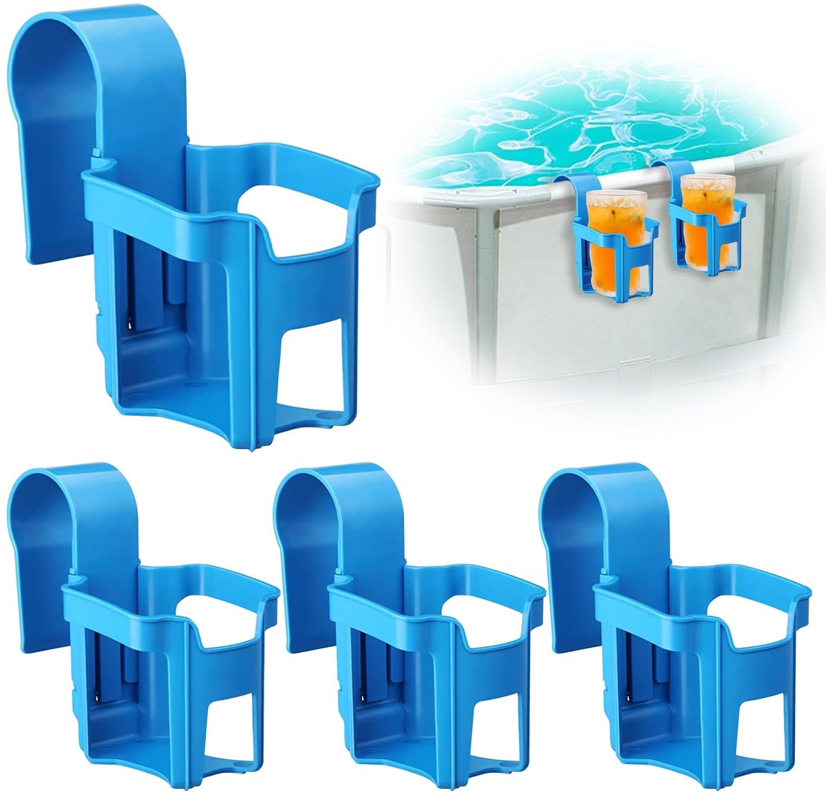 Solidchoice - Set van 4 Multifunctionele Bekers voor aan het Zwembad
