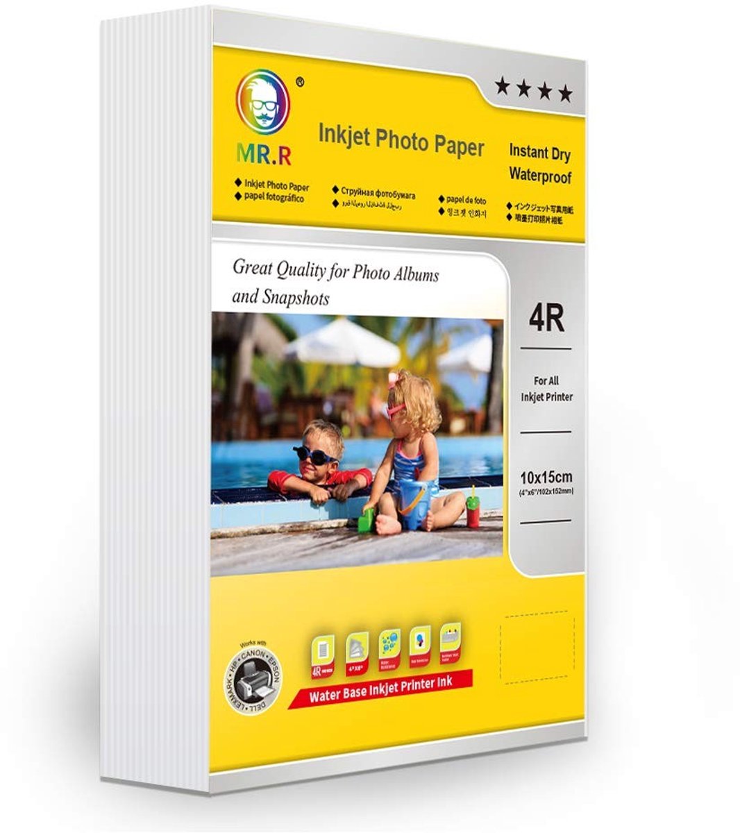 Solidchoice - 100 Vellen Glanzend Fotopapier voor Inkjetprinters 4R
