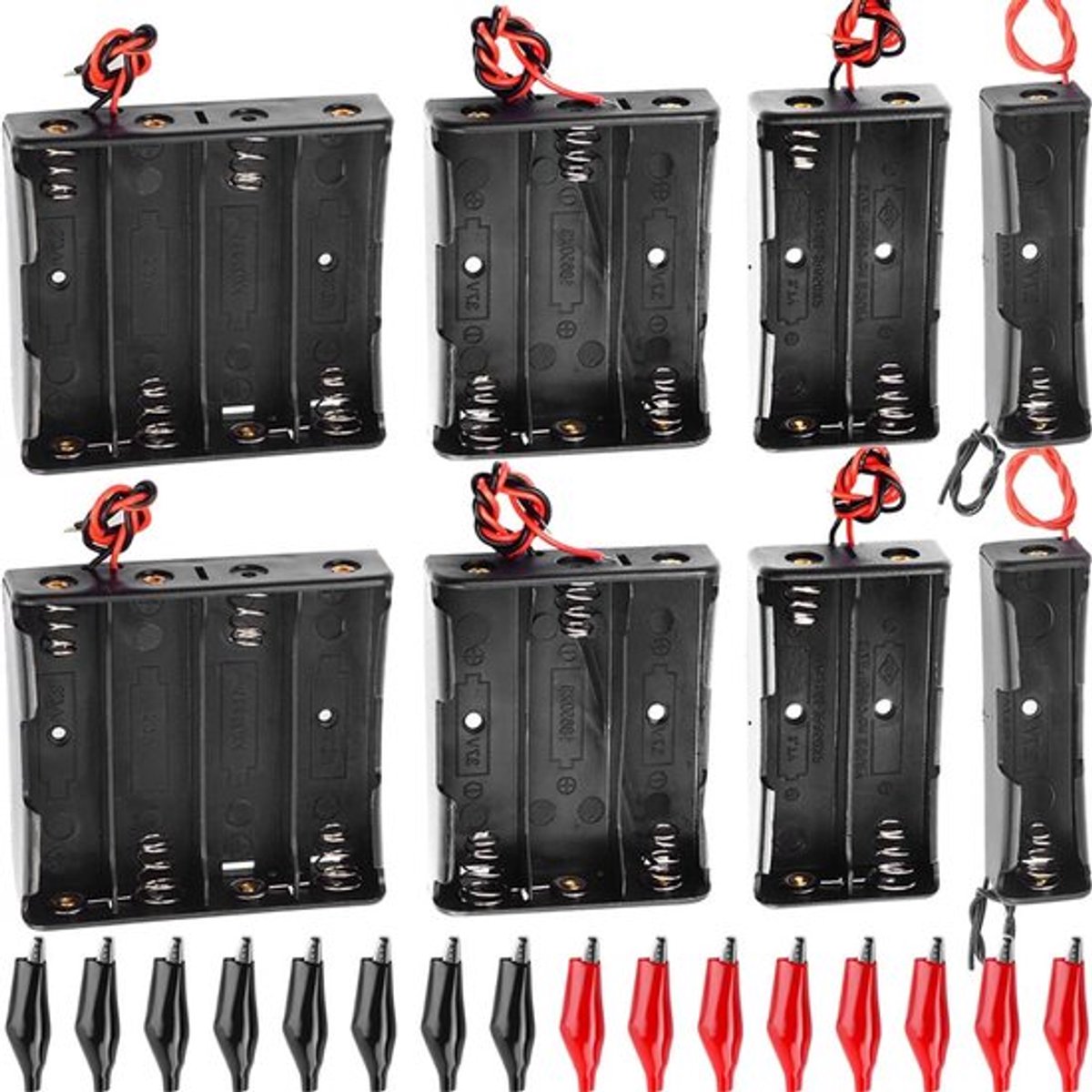 DIY Batterijhouder Case 1/2/3/4 x 3.7V Batterij Pack met Alligator Clip - 8 Stuks