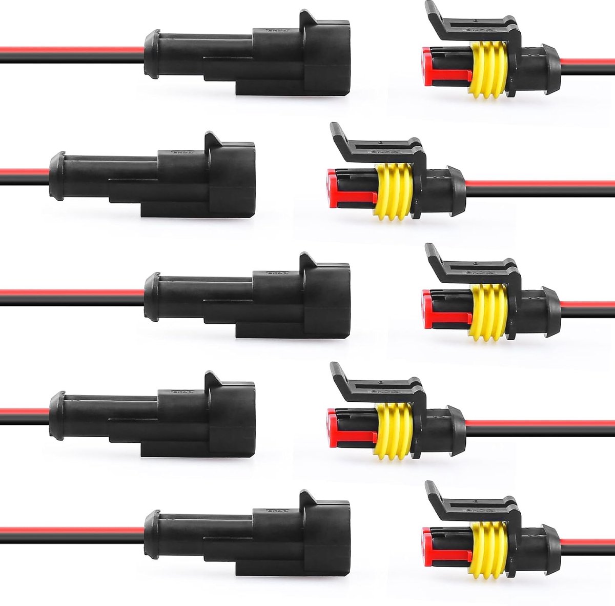 2-pins waterdichte elektrische connectoren - 10 stuks - met 40 krimpkousen - ideaal voor autokabels en voertuigen - ShopVlot