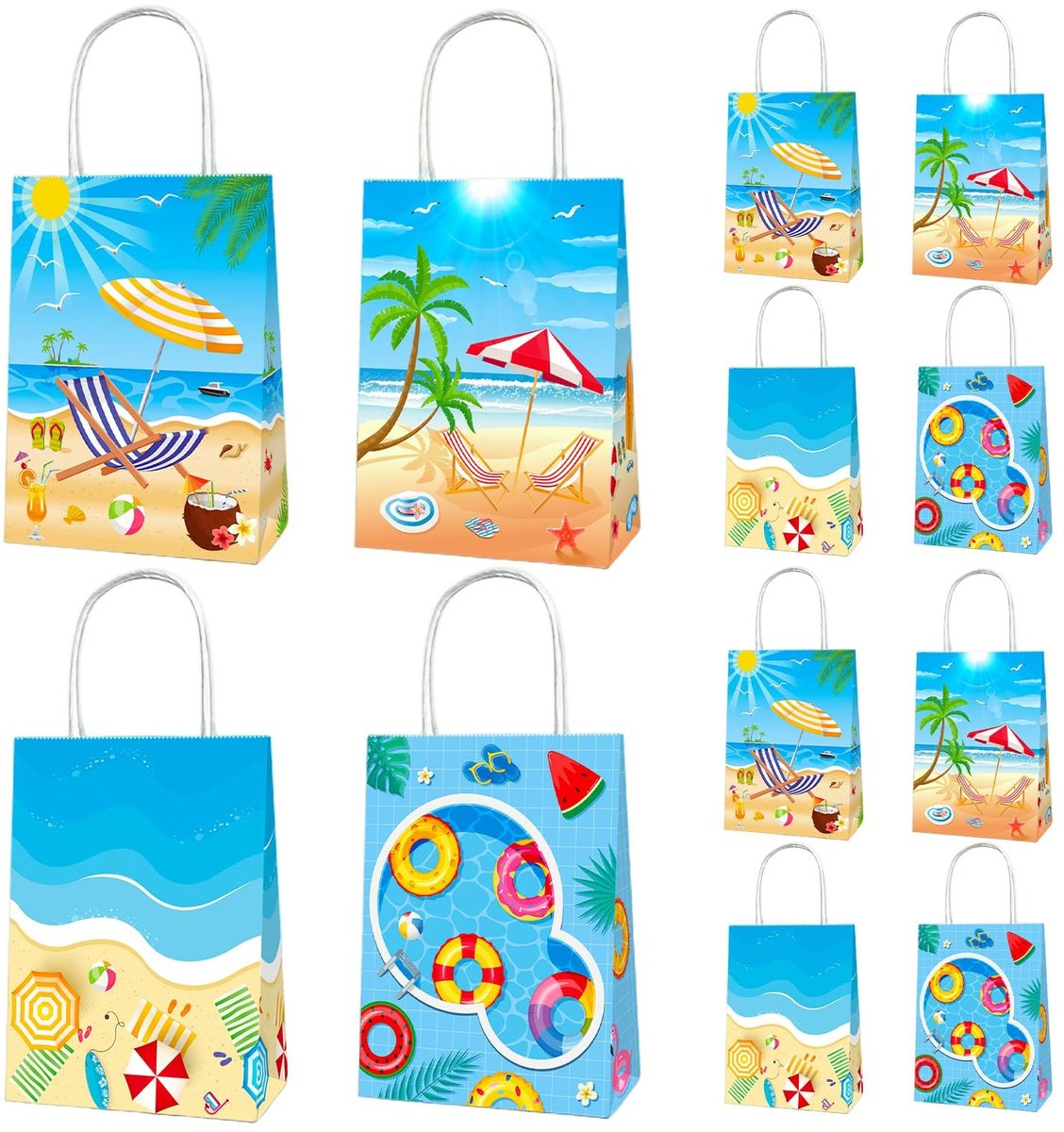 Solidchoice - Set van 12 Papieren Cadeauzakken met Handvatten