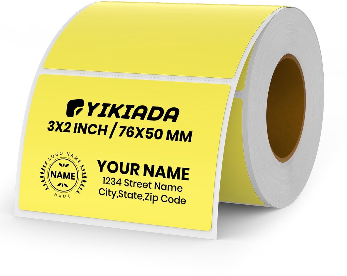 Solidchoice - Gele Thermische Labels 50×76mm, 500 Stuks Waterproof en Zelfklevend