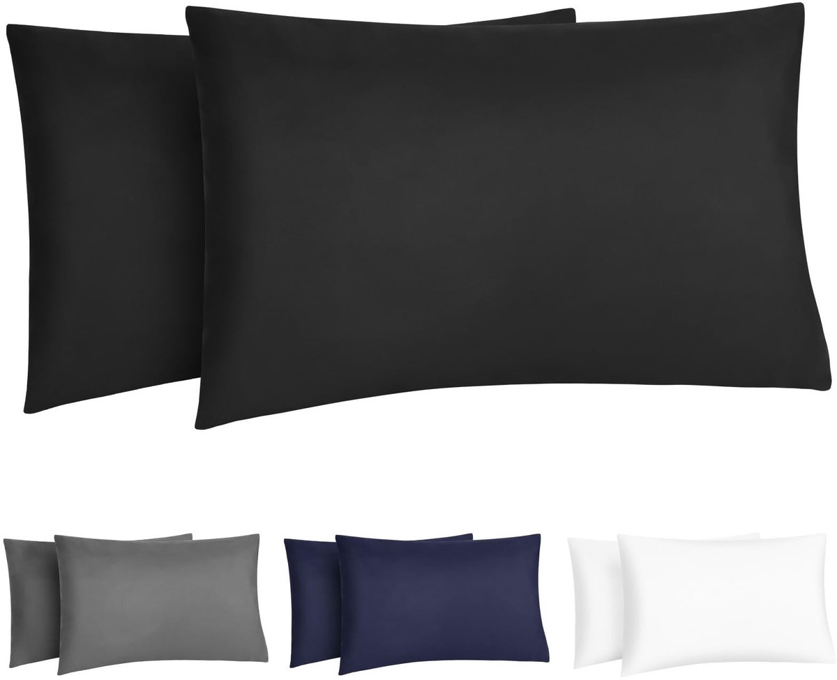 Solidchoice - Set van 2 Ultra Zachte Polyester Kussenslopen met Elastische Band
