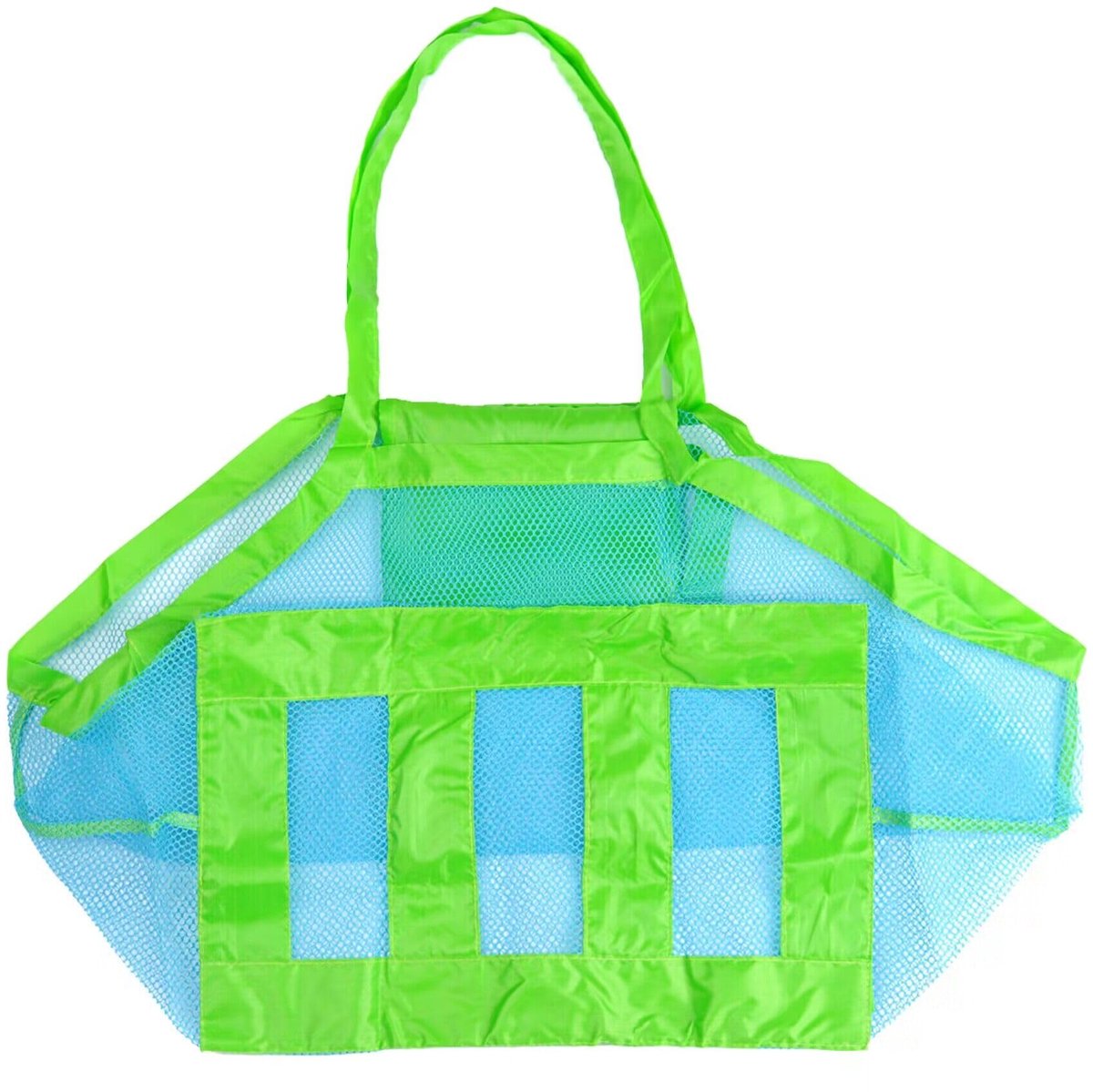 Grote nettas voor het strand - blauw - opvouwbare strandtas - ideaal voor speelgoed - ShopVlot