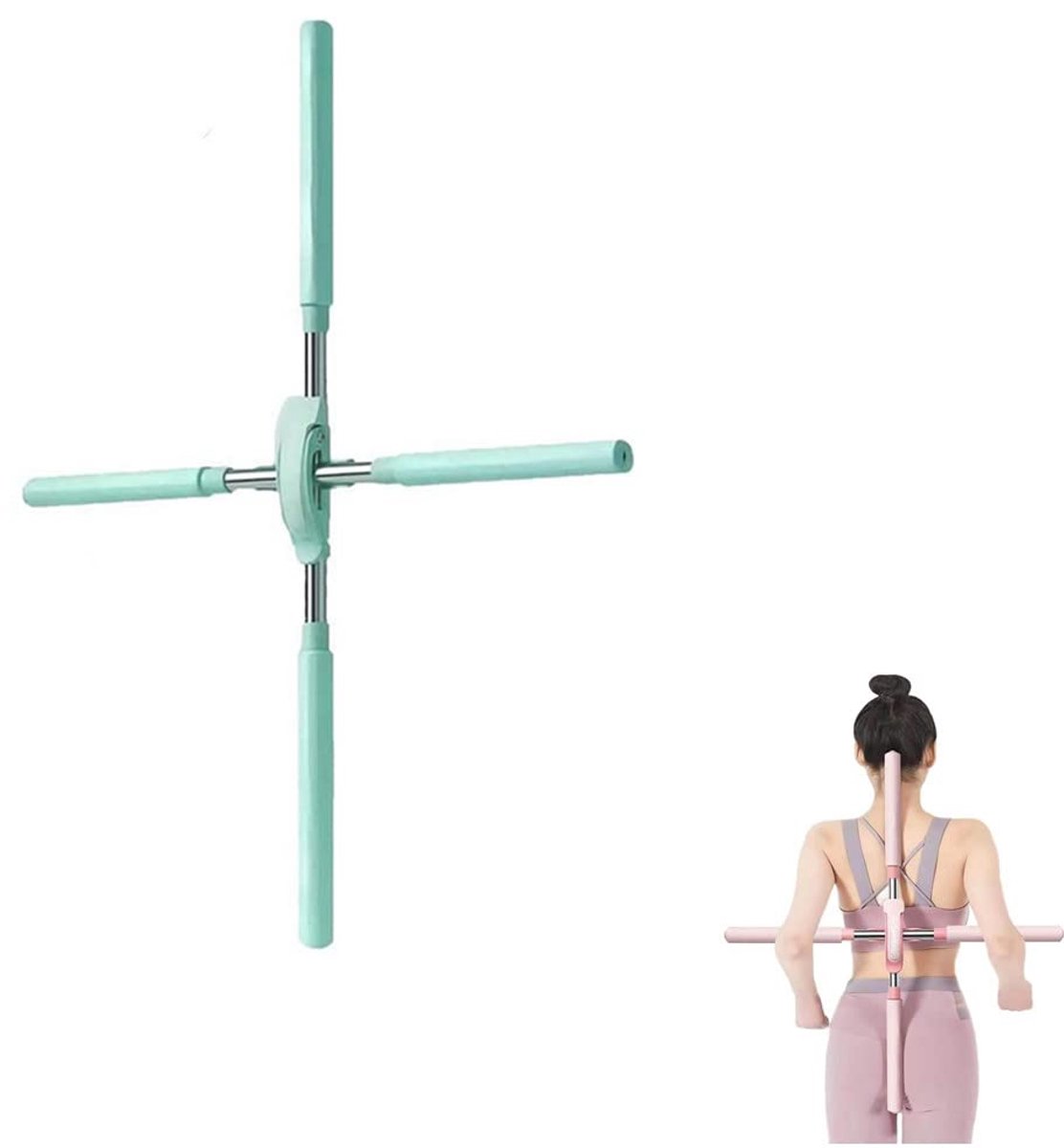 Stretching stick met intrekbare yoga sticks - multifunctionele rugstretch tool - verlicht rug- en nekpijn - ShopVlot