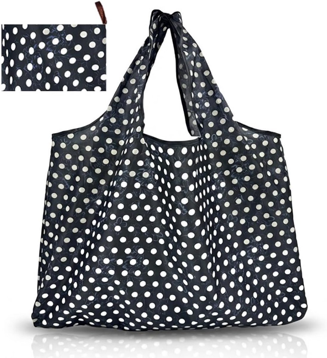 Polka Dot Shopping Bag, Foldable, Large, Reusable, Environmentally Friendly, Lightweight, Quick Dry, Ideal for - ShopVlot