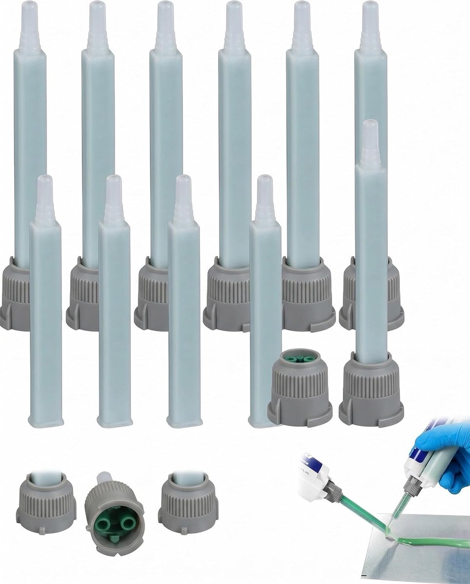 Statische mixers, 10 stuks, MB5-16L (1:1 vierkant) voor AB-epoxylijm, homogene en luchtbelvrije mix van robuust - ShopVlot