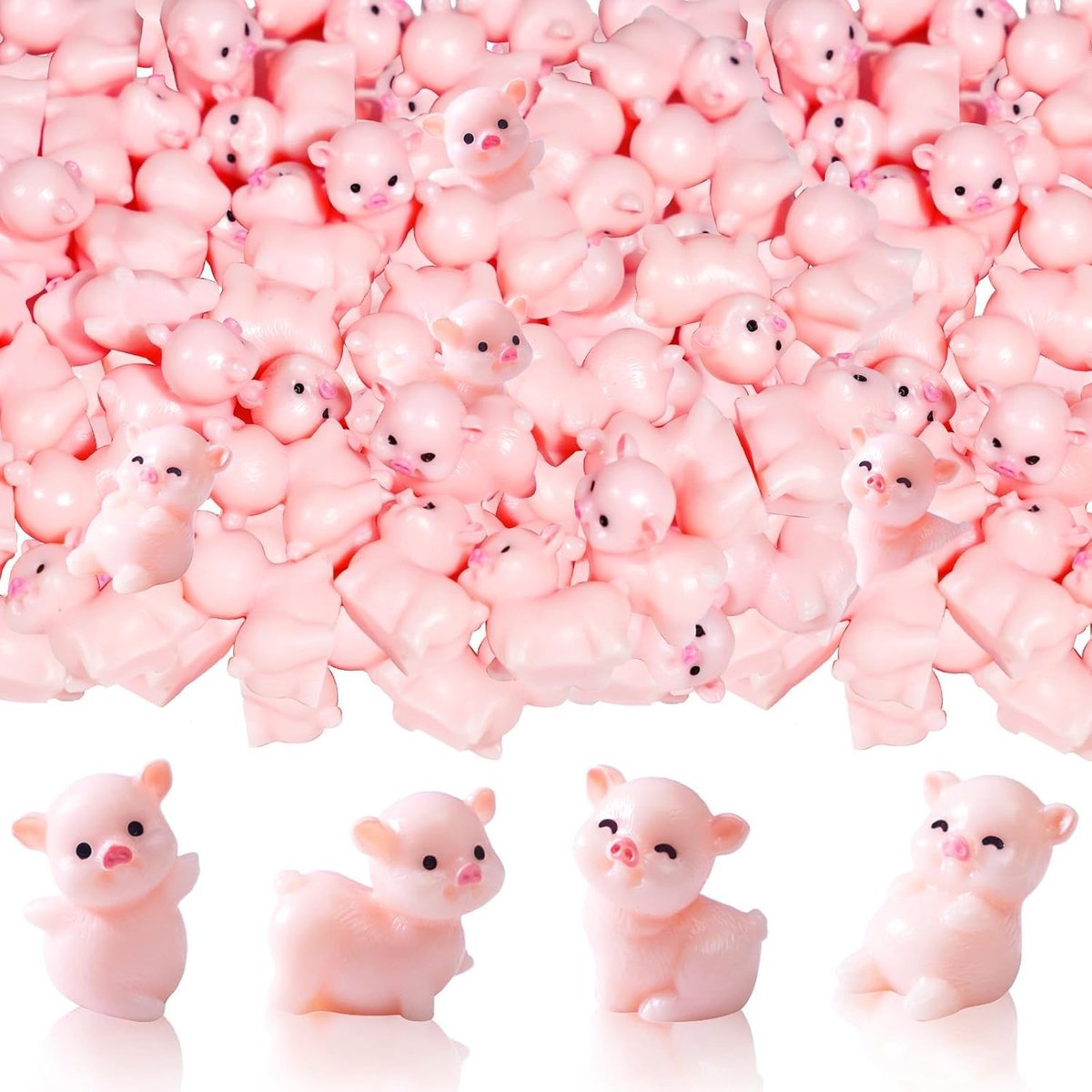 48 Pcs Miniature Pig Cute Pig Figure, Miniature Pig Figure, Pink Resin for Cake Decorations, Home Decor - ShopVlot