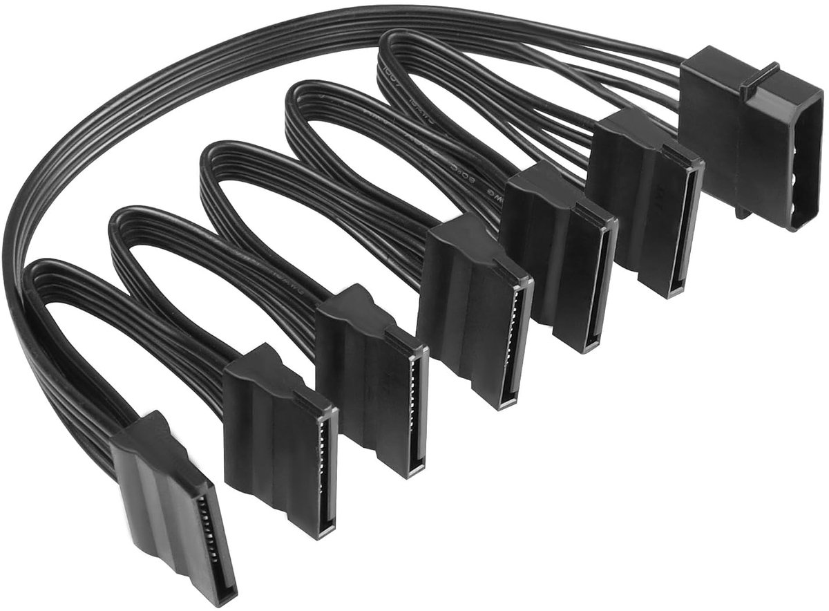 SinLoon SATA Power Distribution Cable - Large, 4-Pin to 3 x 15-Pin SATA Jack, Hard Drive Power Distributor Cable for - ShopVlot