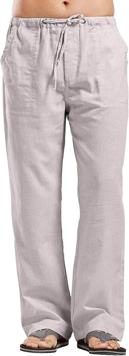 Cegerne Men's Linen Pants Long Light Summer Pants Middle Ages Loose Fit Casual Casual Pants Beach Vacation Daily - ShopVlot