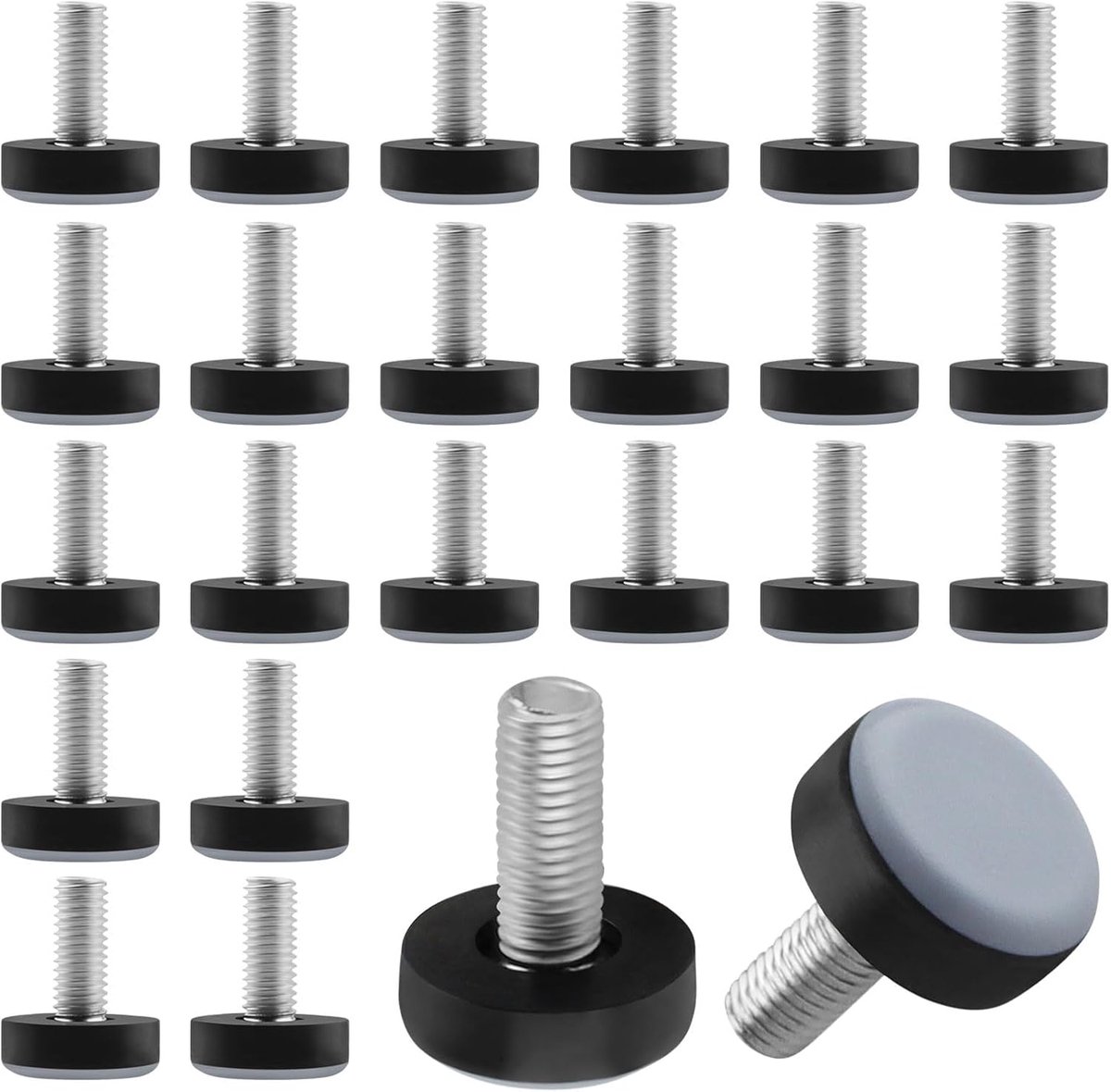 24x Furniture Glides Teflon PTFE Support Foot M8 Ø 22 mm, Tefong Glides for Screwing Furniture Feet Glides with Wire - ShopVlot