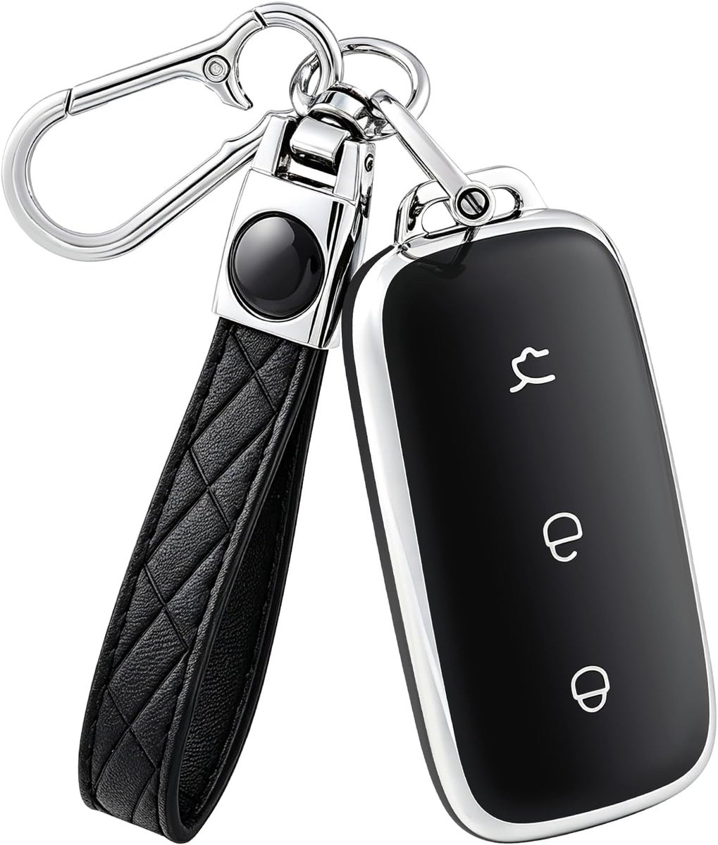 Car Key Case for Geely EX5 Starray EM-i 2025 2026, Key Case with Key Chain, Key Cover, Case, Black, Silver - ShopVlot