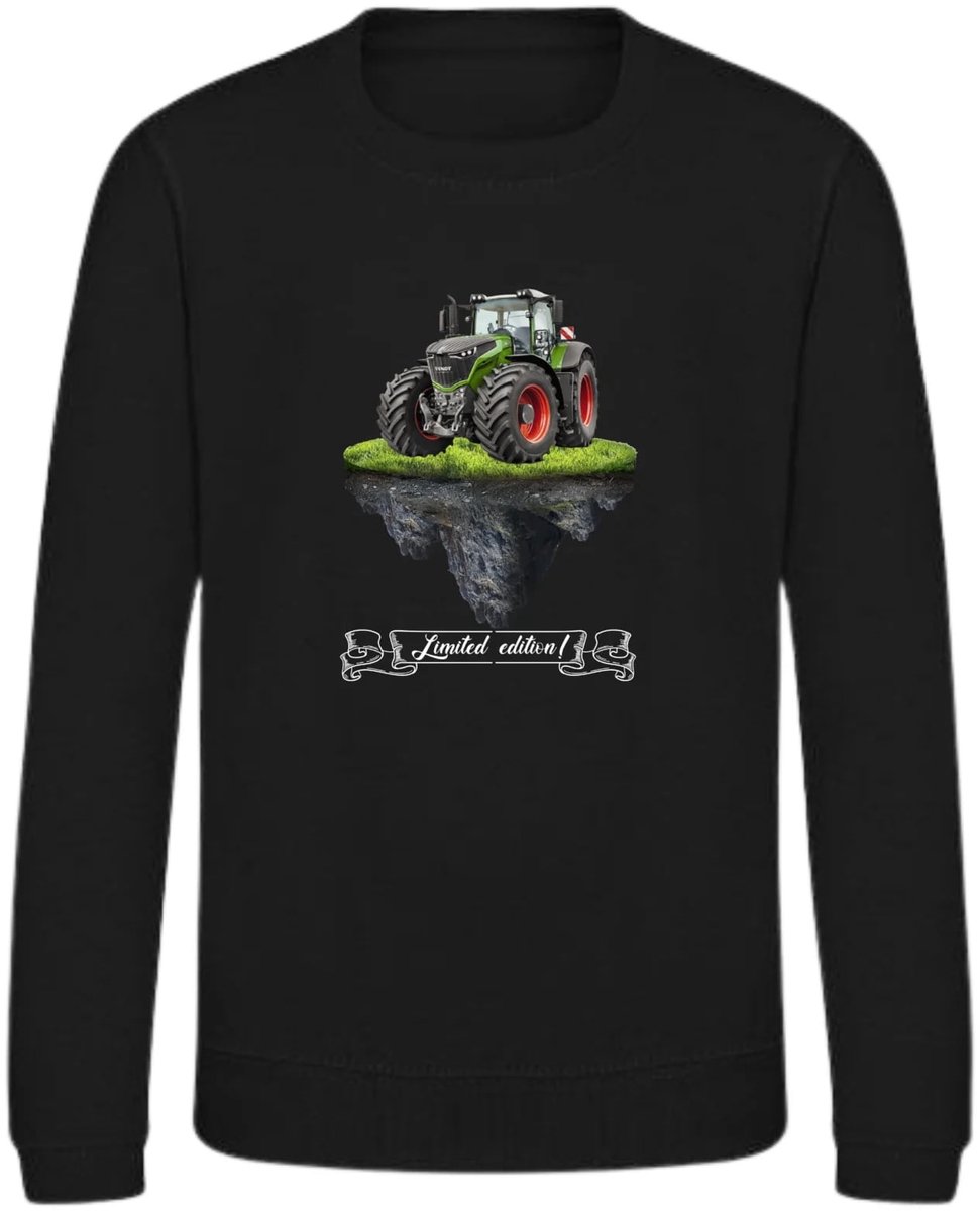 Zwarte sweater met tractor limited edition - Rode tractor - 170/176